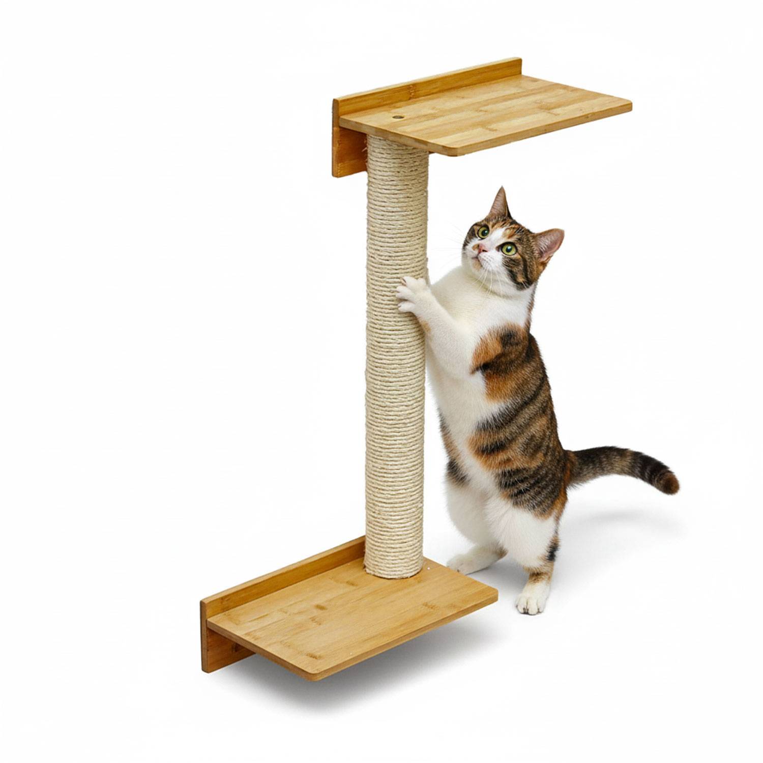 71 cm Wandkratzbaum mit 2 Plateaus für Katzen - Sisal Kratzbaum zur Wandmontage