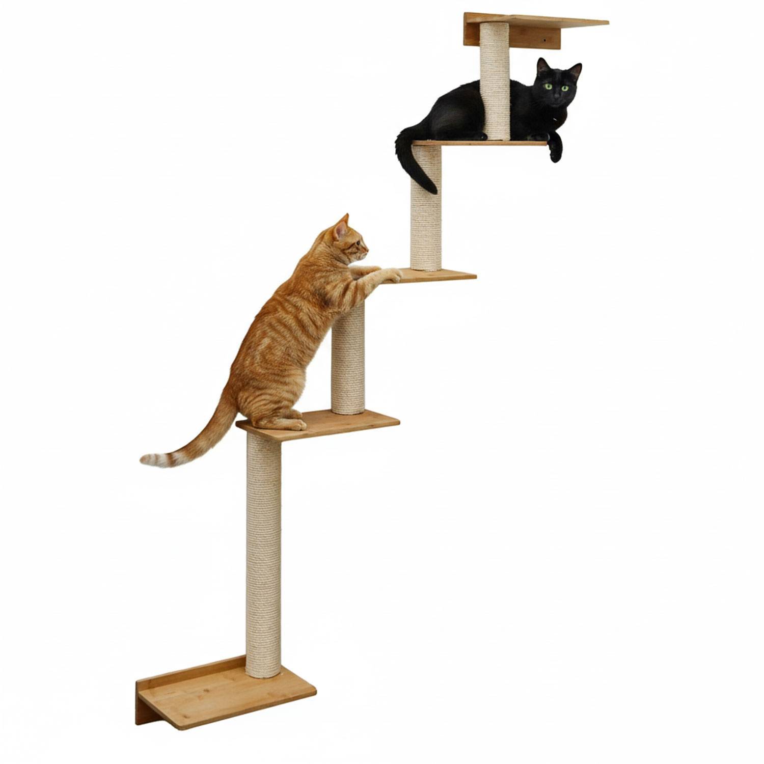 179 cm Wandkratzbaum mit 5 Plateaus für Katzen - Sisal Kratzbaum zur Wandmontage