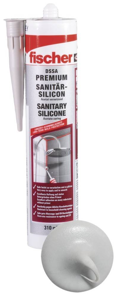 Eine Tube Sanitär-Silikondichtungsmittel mit der Aufschrift 