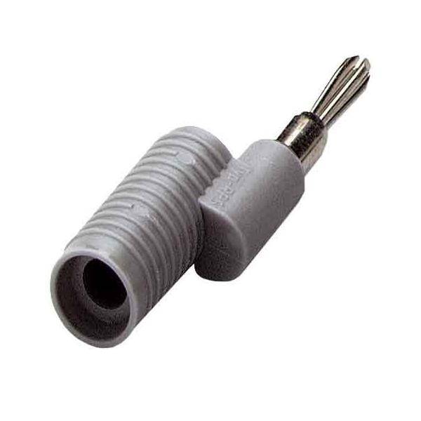 Ein grauer, zylindrischer Werkzeug mit einem gerillten Plastikgriff und einer Metallspitze, wahrscheinlich verwendet zum Festziehen oder Verbinden einer bestimmten Komponente.