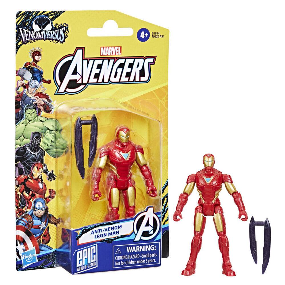 Marvel Avengers Anti-Venom Iron Man' Actionfigur in Verpackung. Mit rotem und goldenem Anzug, Zubehör im Lieferumfang enthalten. Geeignet für Kinder ab 4 Jahren.