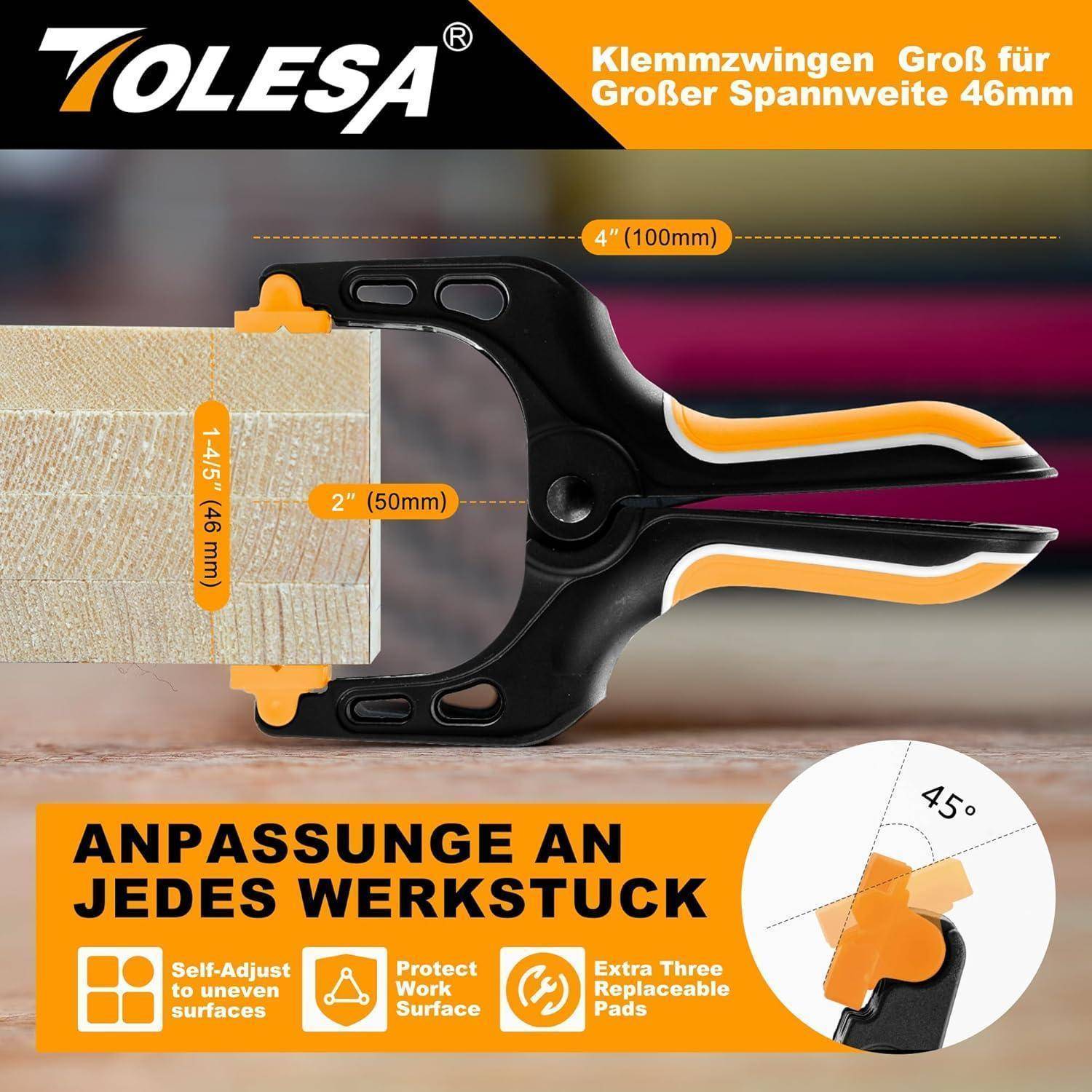 Klemmzwingen Federzwingen Nylon 100mm 46mm 6.8kg 8 Stück 10 CM