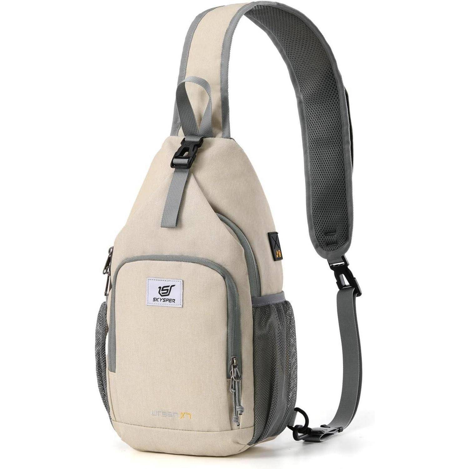 Brusttasche Sling Crossbody Klein Herren Damen Outdoor Urbanx7-beige