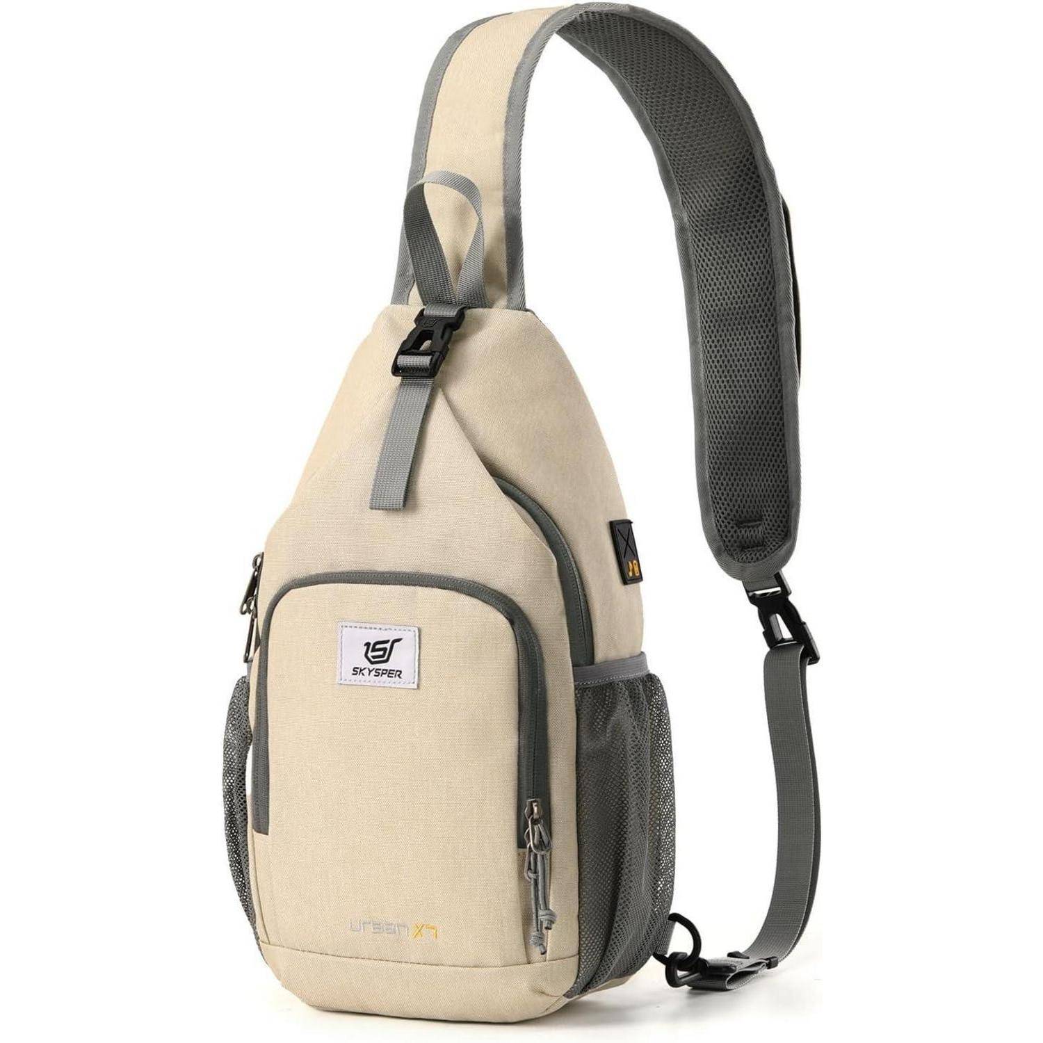 Brusttasche Sling Crossbody Klein Herren Damen Outdoor Urbanx7-beige