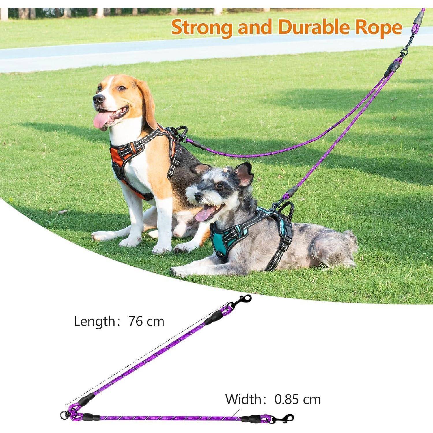 Doppelleine reflektierend verstellbar 75 cm (1er Pack) Lila