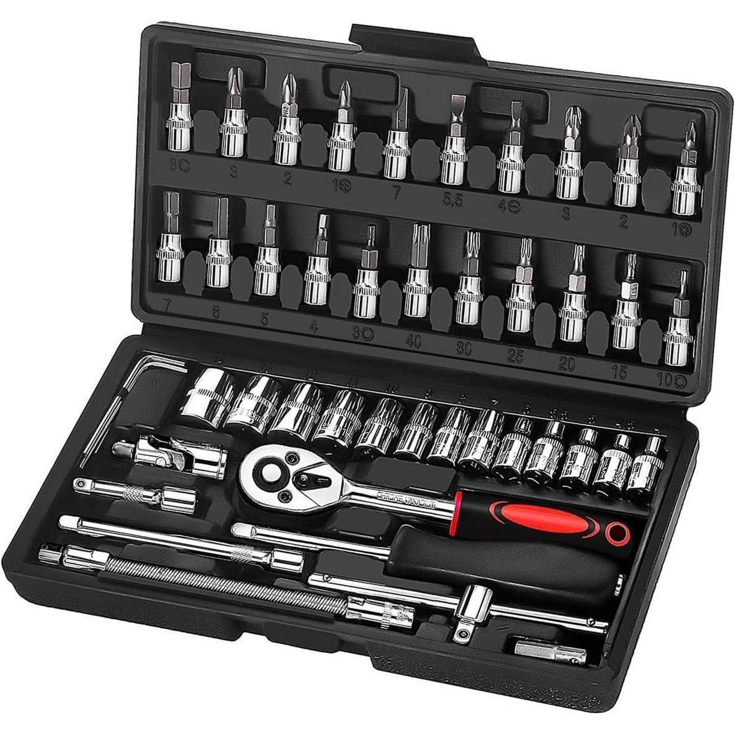 Ratschensatz 46-teilig 1/4 Zoll verchromt