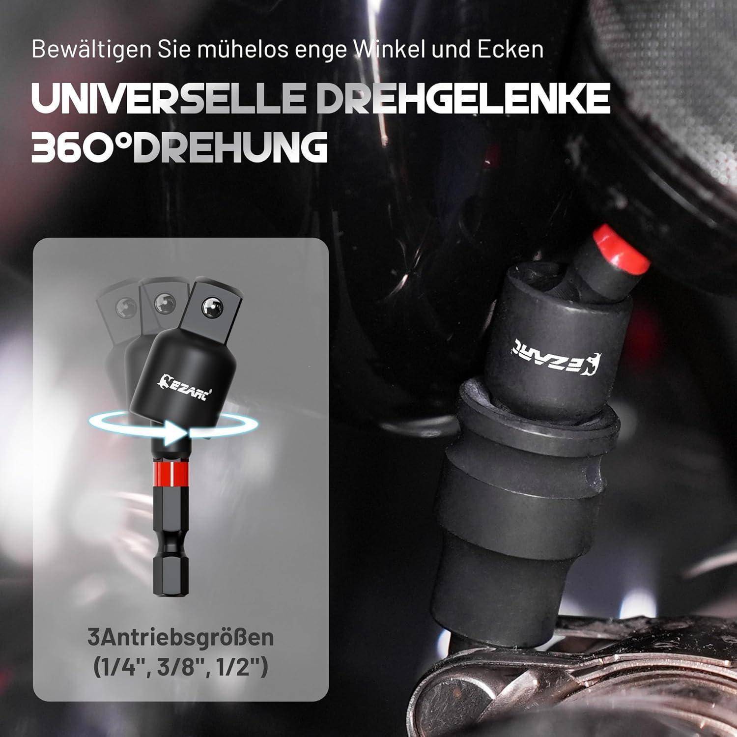 Universelle Drehgelenke 360° Drehung, 3 Antriebsgrößen (1/4