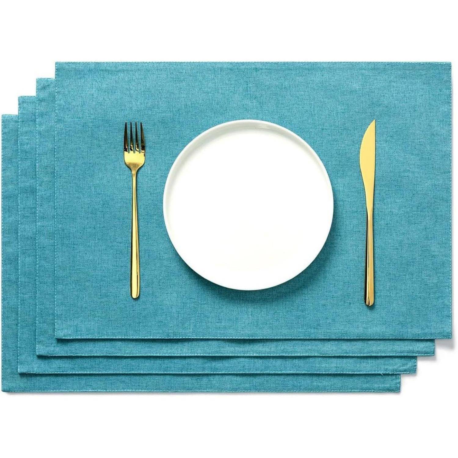 Platzset Stoff Türkis Tischset Cd-18 4er Set - 48 x 33 cm
