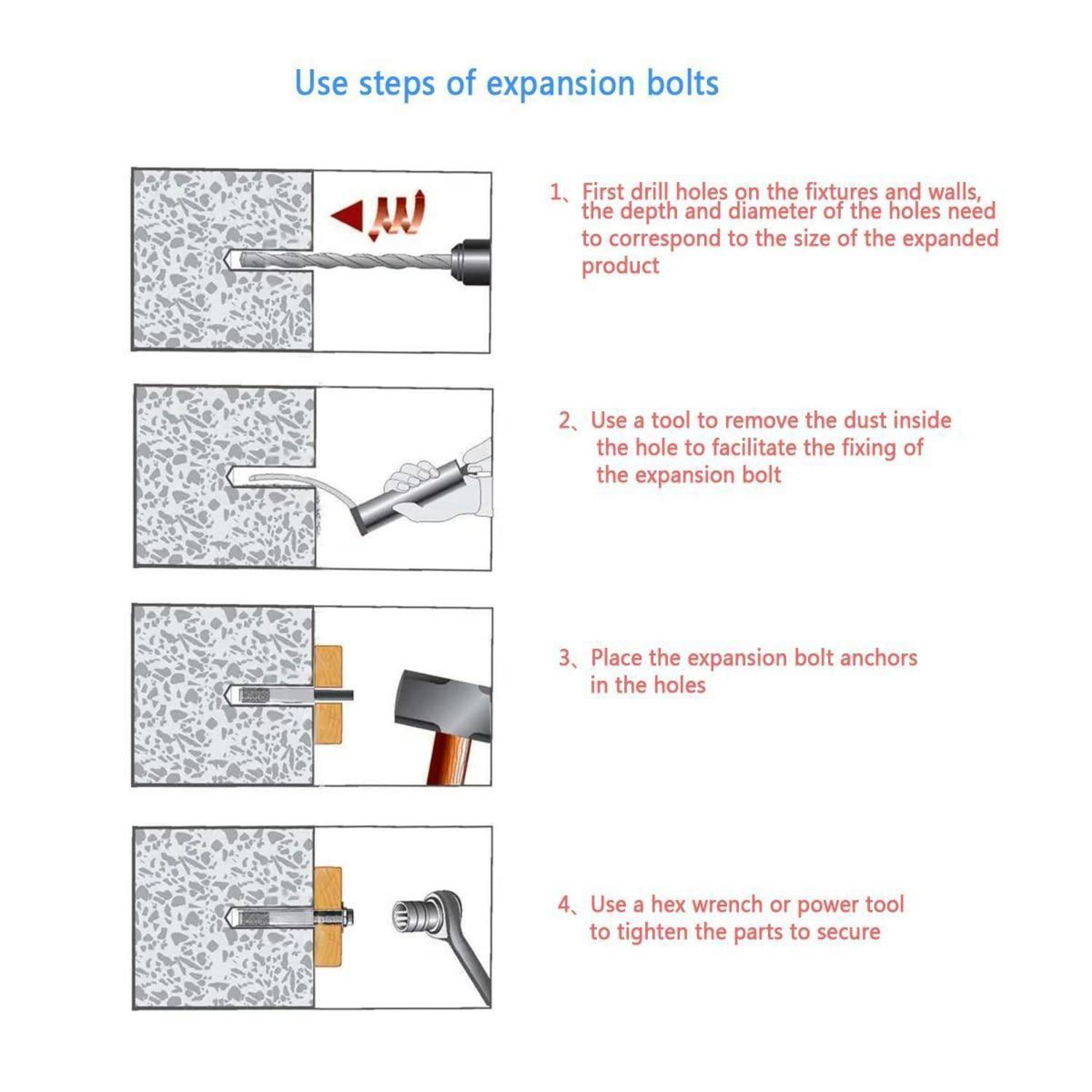 Ankerbolzen 24 Stück M6 M8 M10 verzinkt für Beton Ziegel Mauerwerk