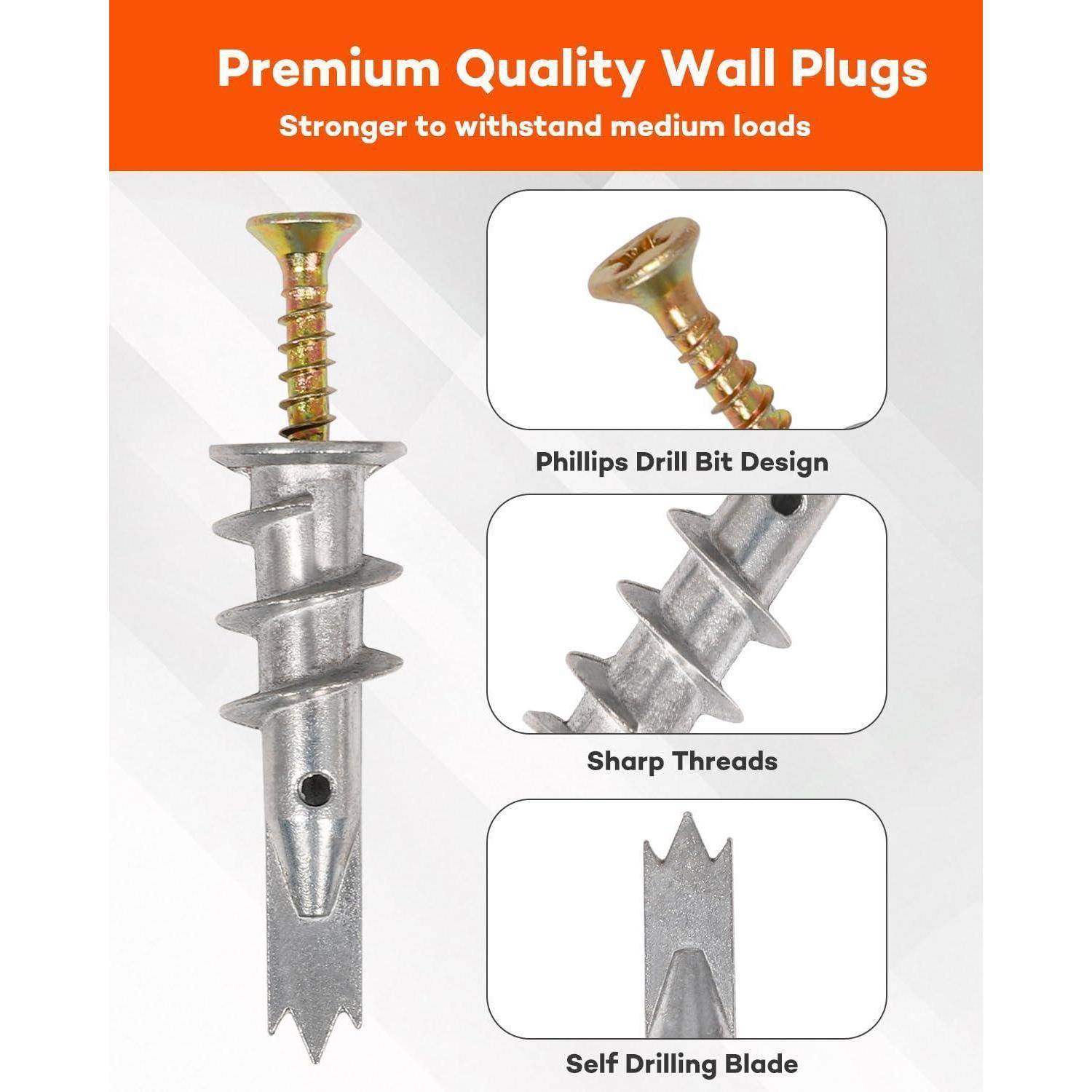 Rigipsdübel M4 selbstbohrend Metall 100 Stück für schwere Lasten