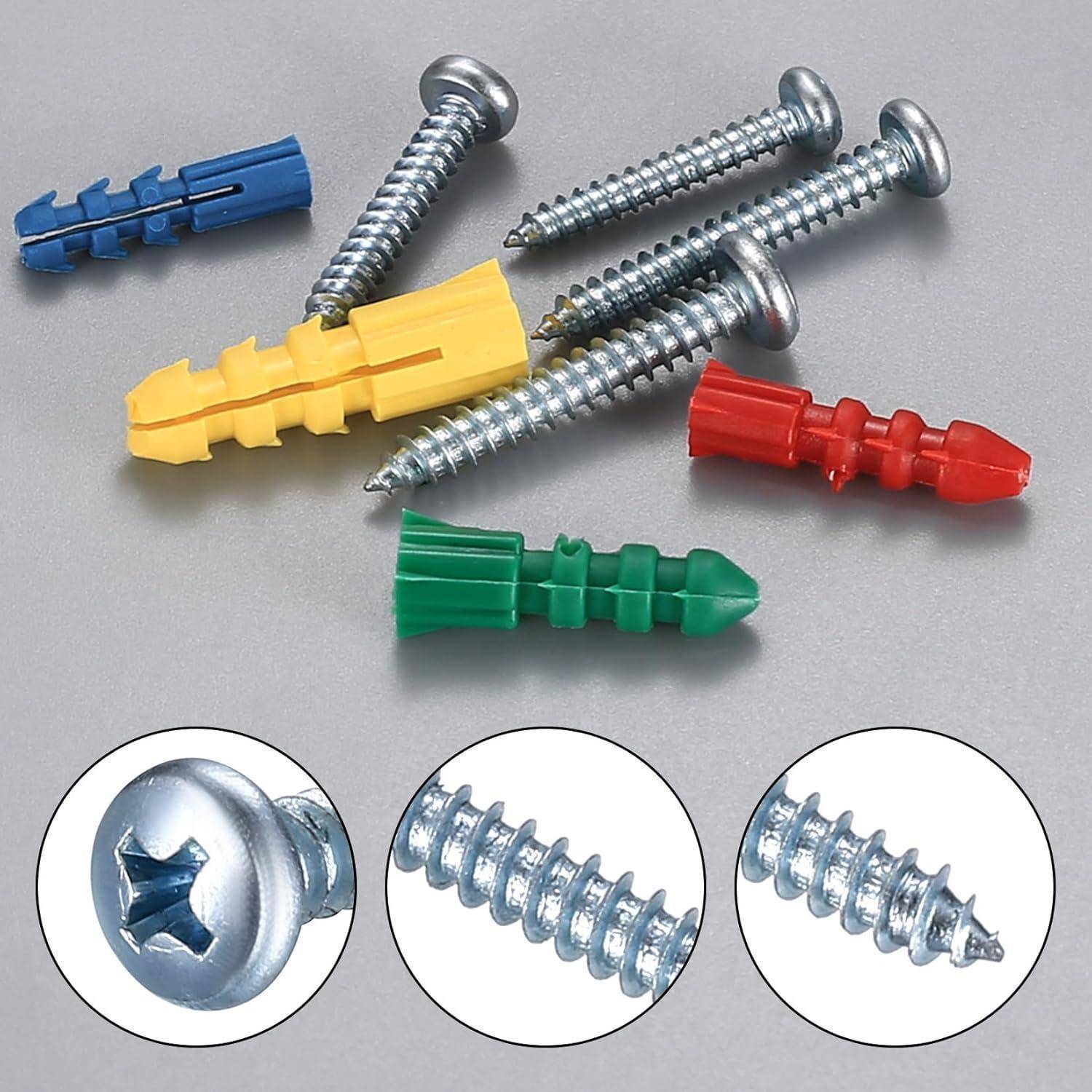 Dübel Schrauben Set 290 Stk Universaldübel Ziegel Linsenkopfschrauben