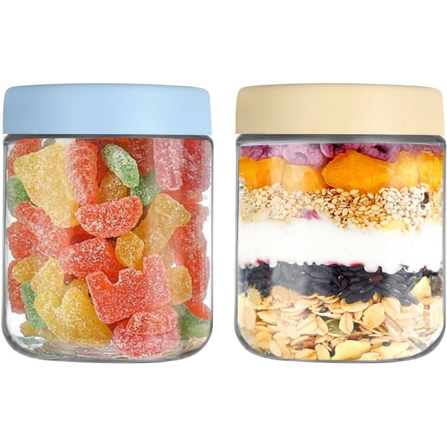 Glasbehälter Schraubdeckel 500ml Haferglas Joghurt Pudding 2 Pack 16OZ