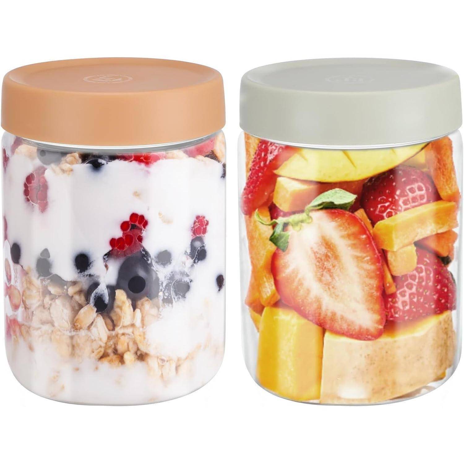Meal Prep Gläser Mason Jar Overnight Oats Aufbewahrung 2 Pack 600ml