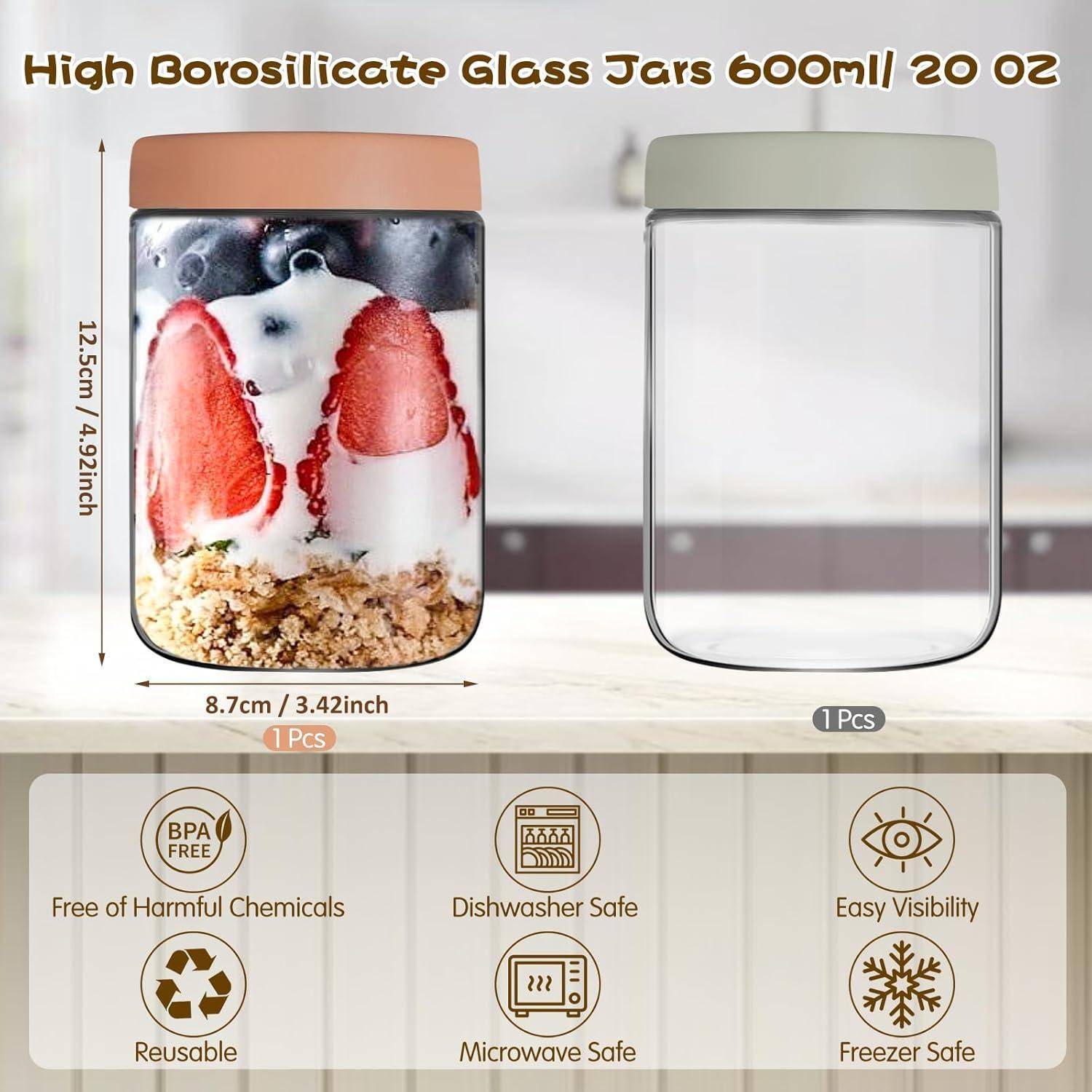 Meal Prep Gläser Mason Jar Overnight Oats Aufbewahrung 2 Pack 600ml