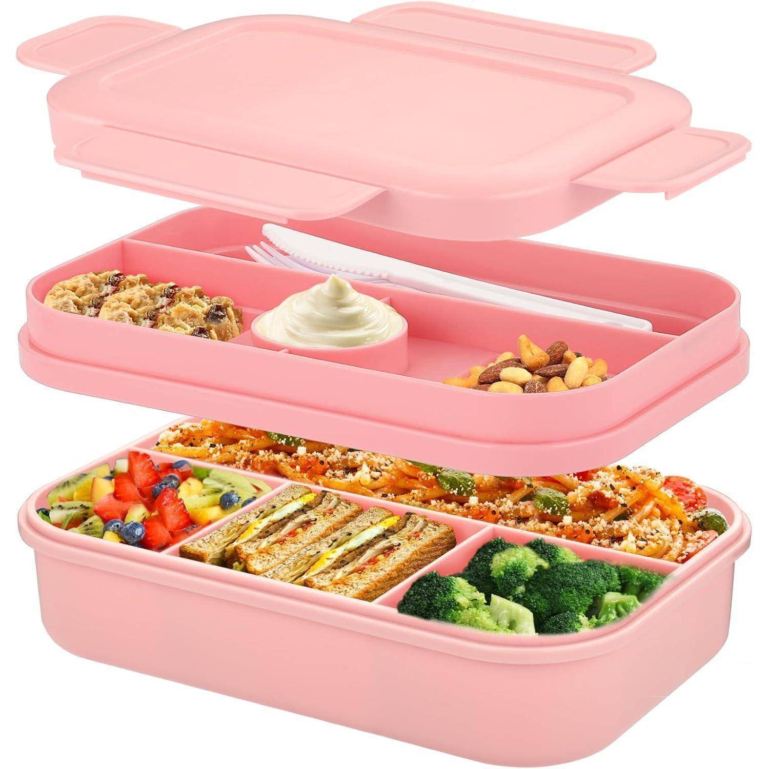 Lunchbox Bentobox 2000ml Fächer Auslaufsicher Besteck Rose