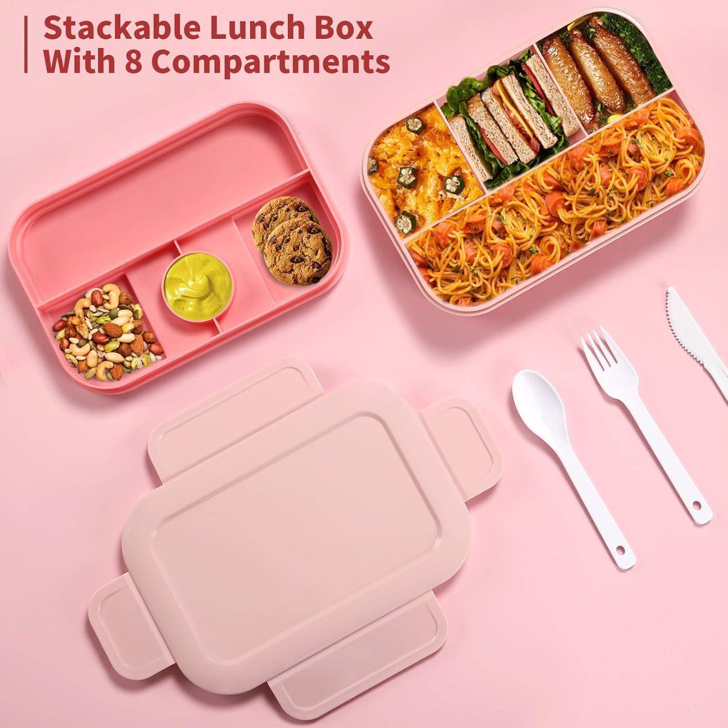 Lunchbox Bentobox 2000ml Fächer Auslaufsicher Besteck Rose
