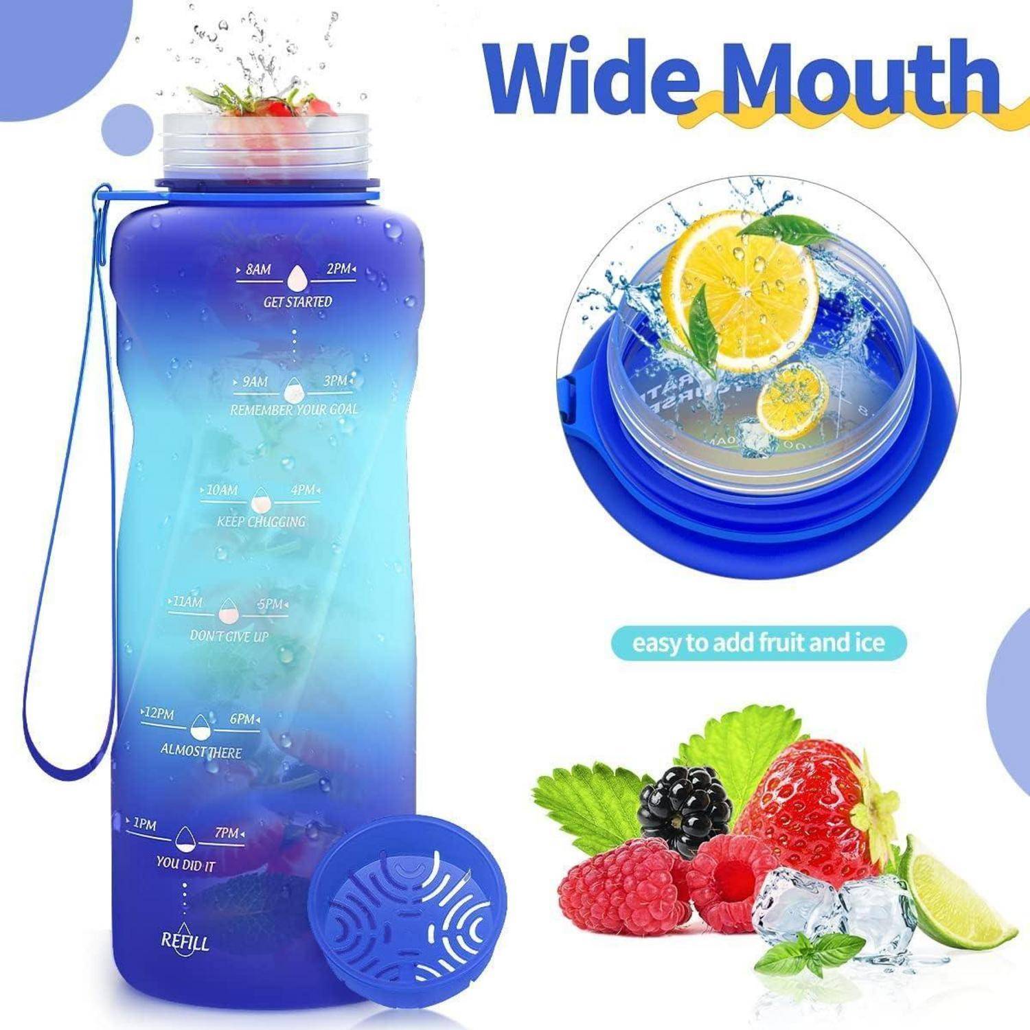 Trinkflasche Auslaufsicher Tritan BPA Frei 1500 ml Dunkelblau hellblau