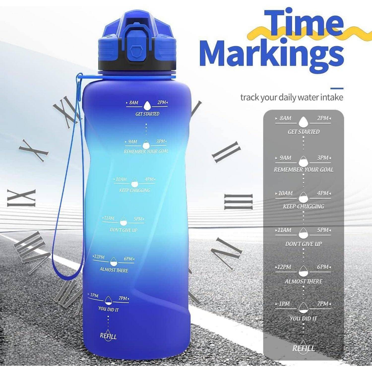 Trinkflasche Auslaufsicher Tritan BPA Frei 1500 ml Dunkelblau hellblau
