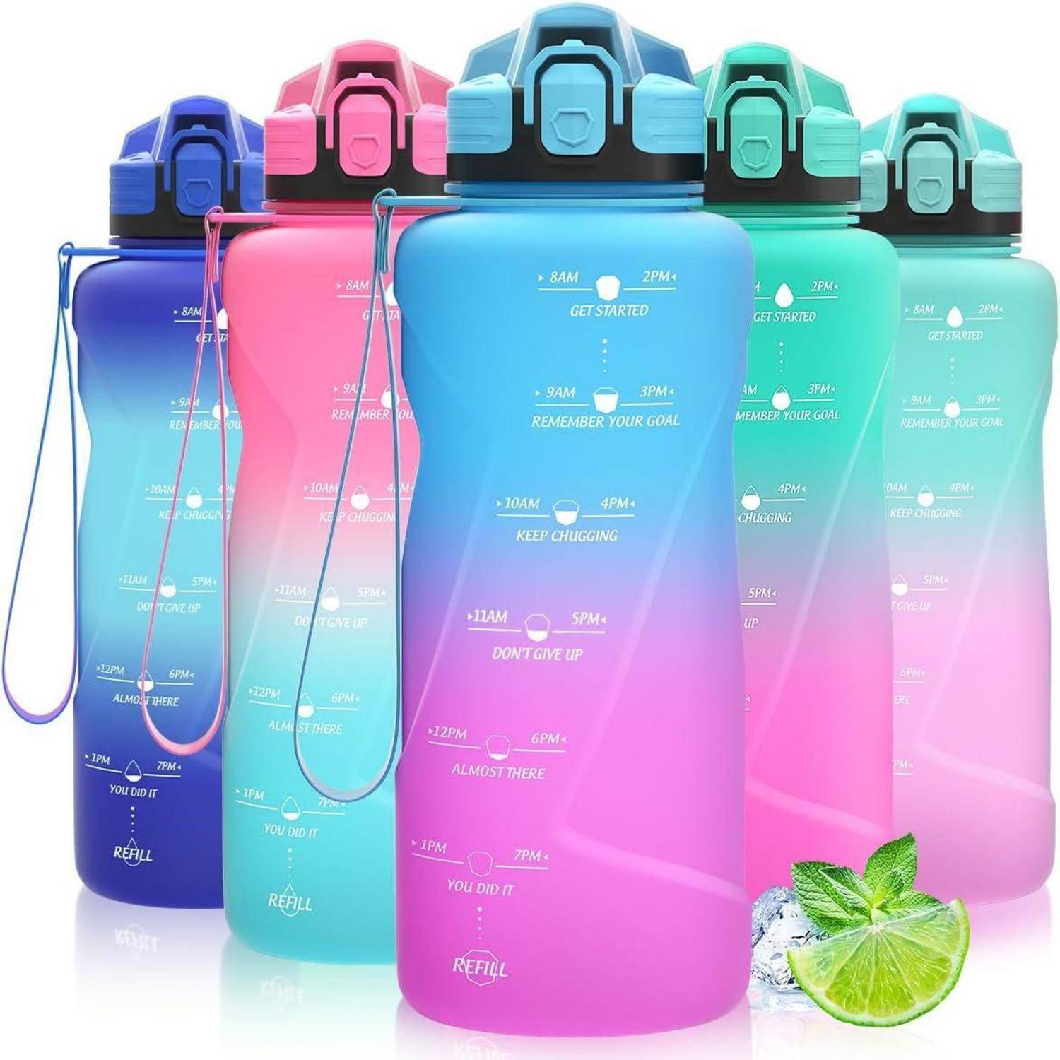 Trinkflasche Kinder Auslaufsicher BPAfrei Tritan 1l 2000 ml Blau-lila