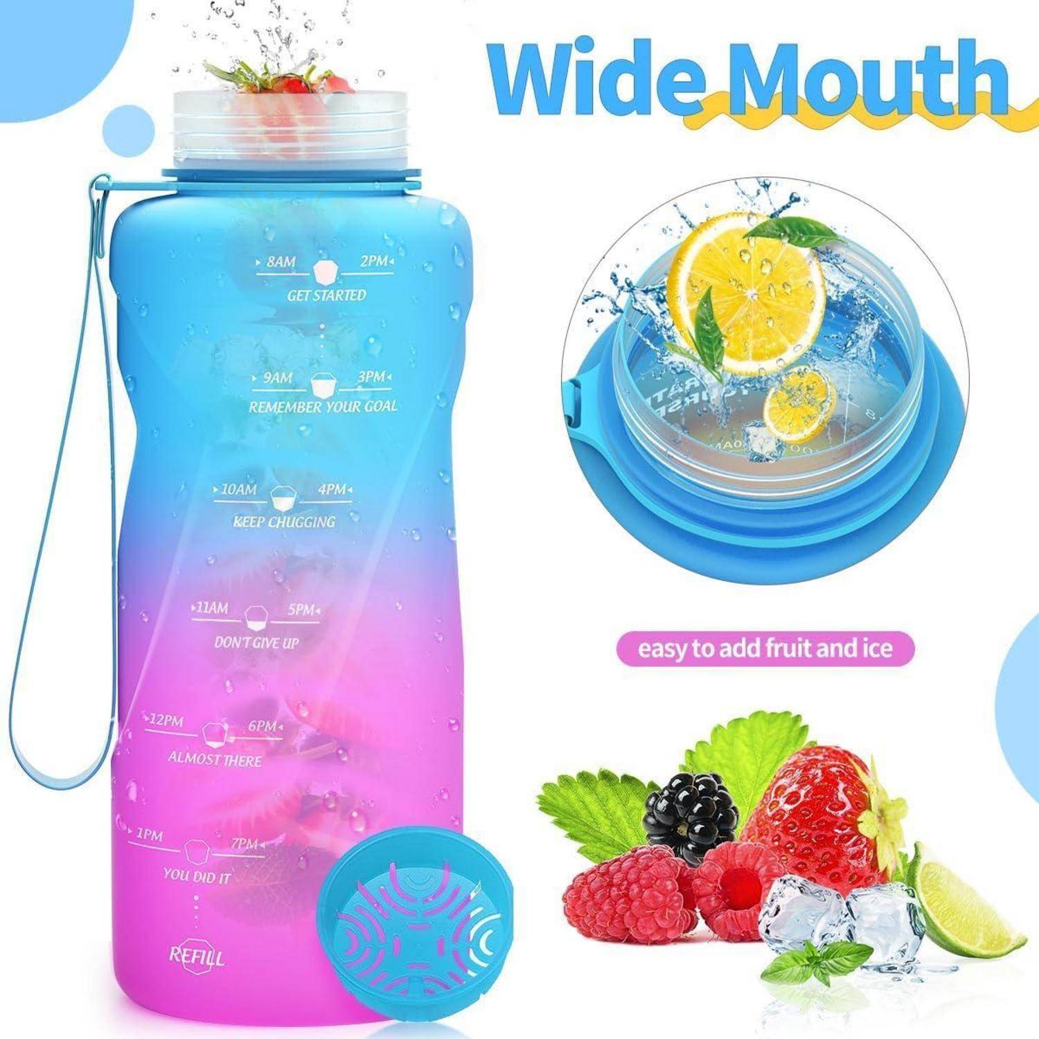 Trinkflasche Kinder Auslaufsicher BPAfrei Tritan 1l 2000 ml Blau-lila