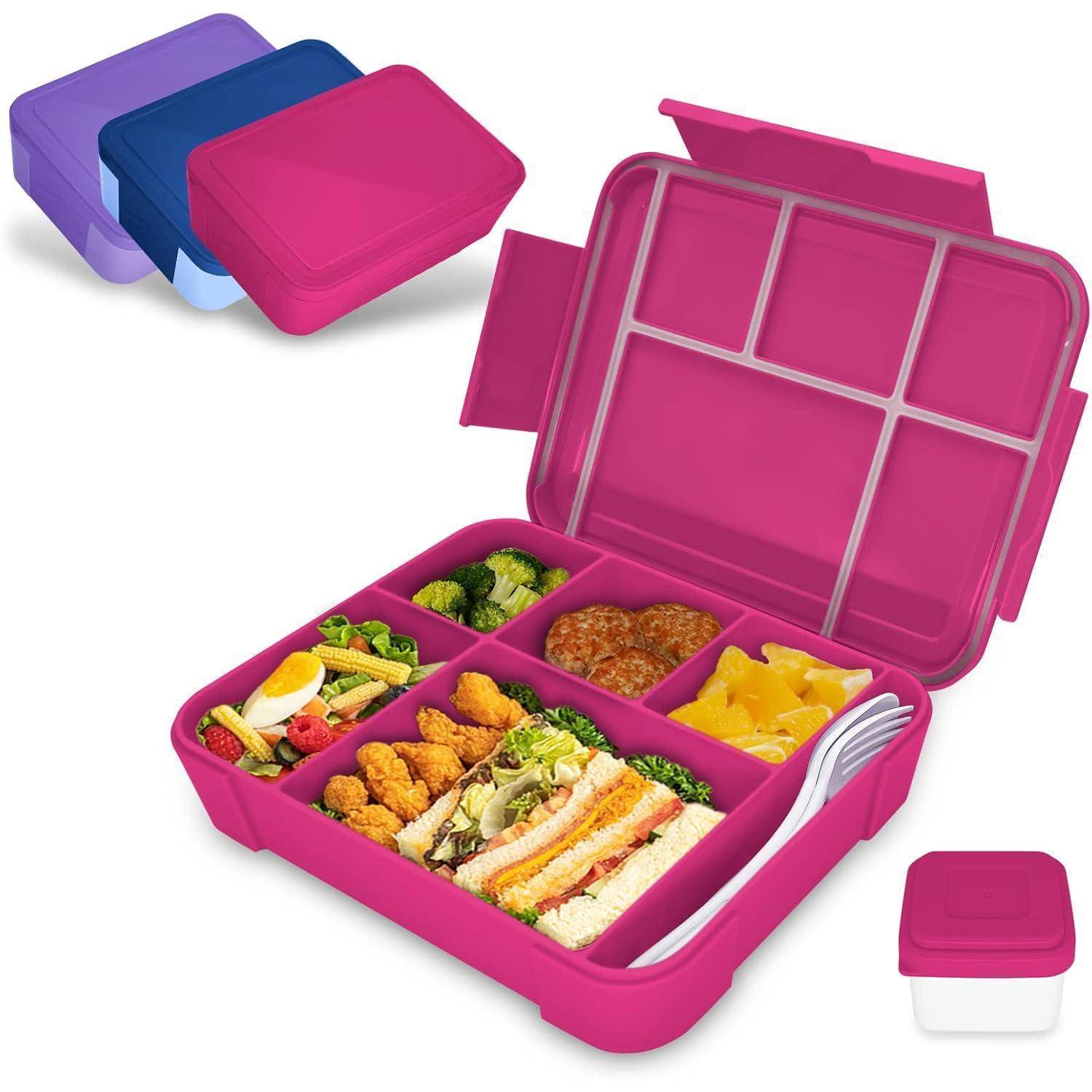 Brotdose Kinder Fächer 1300ml Auslaufsicher Lunchbox Rosa
