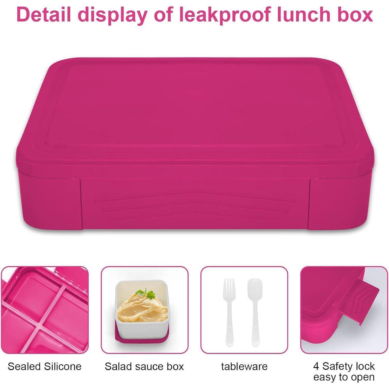 Brotdose Kinder Fächer 1300ml Auslaufsicher Lunchbox Rosa