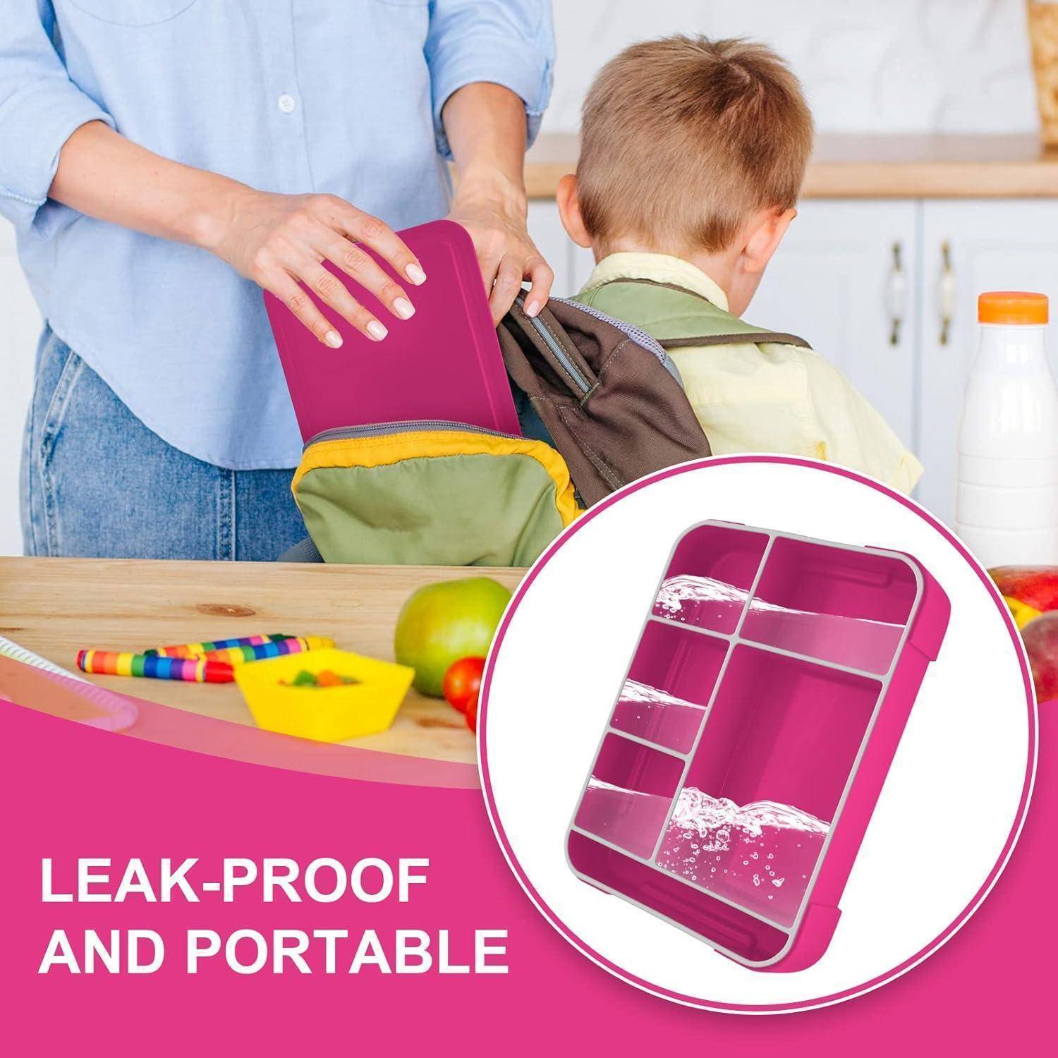 Brotdose Kinder Fächer 1300ml Auslaufsicher Lunchbox Rosa