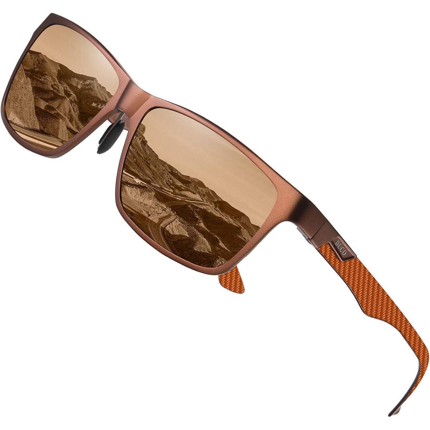 Herren Polarisierte Sonnenbrille Rechteckig Metallrahmen Kohlefaser