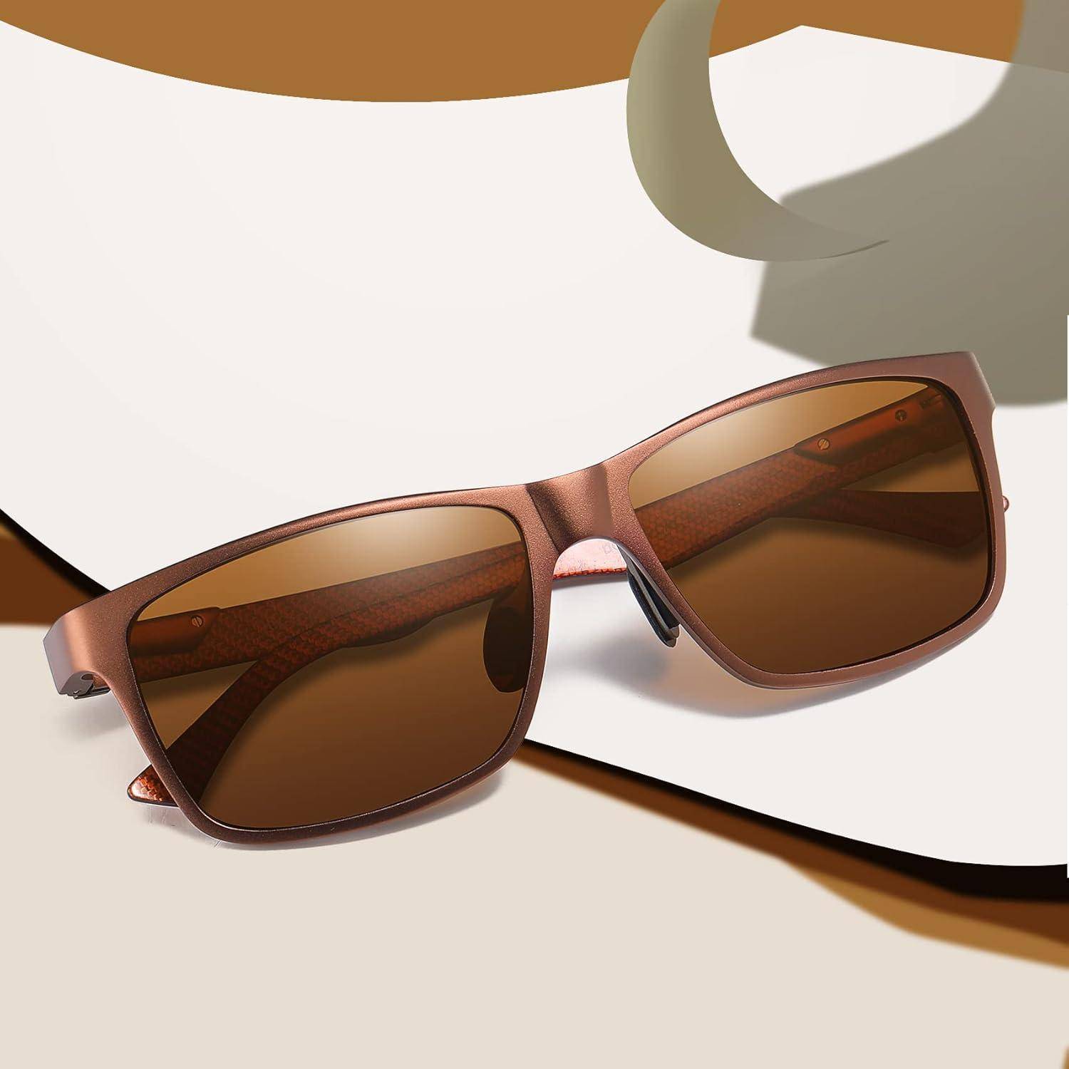 Herren Polarisierte Sonnenbrille Rechteckig Metallrahmen Kohlefaser
