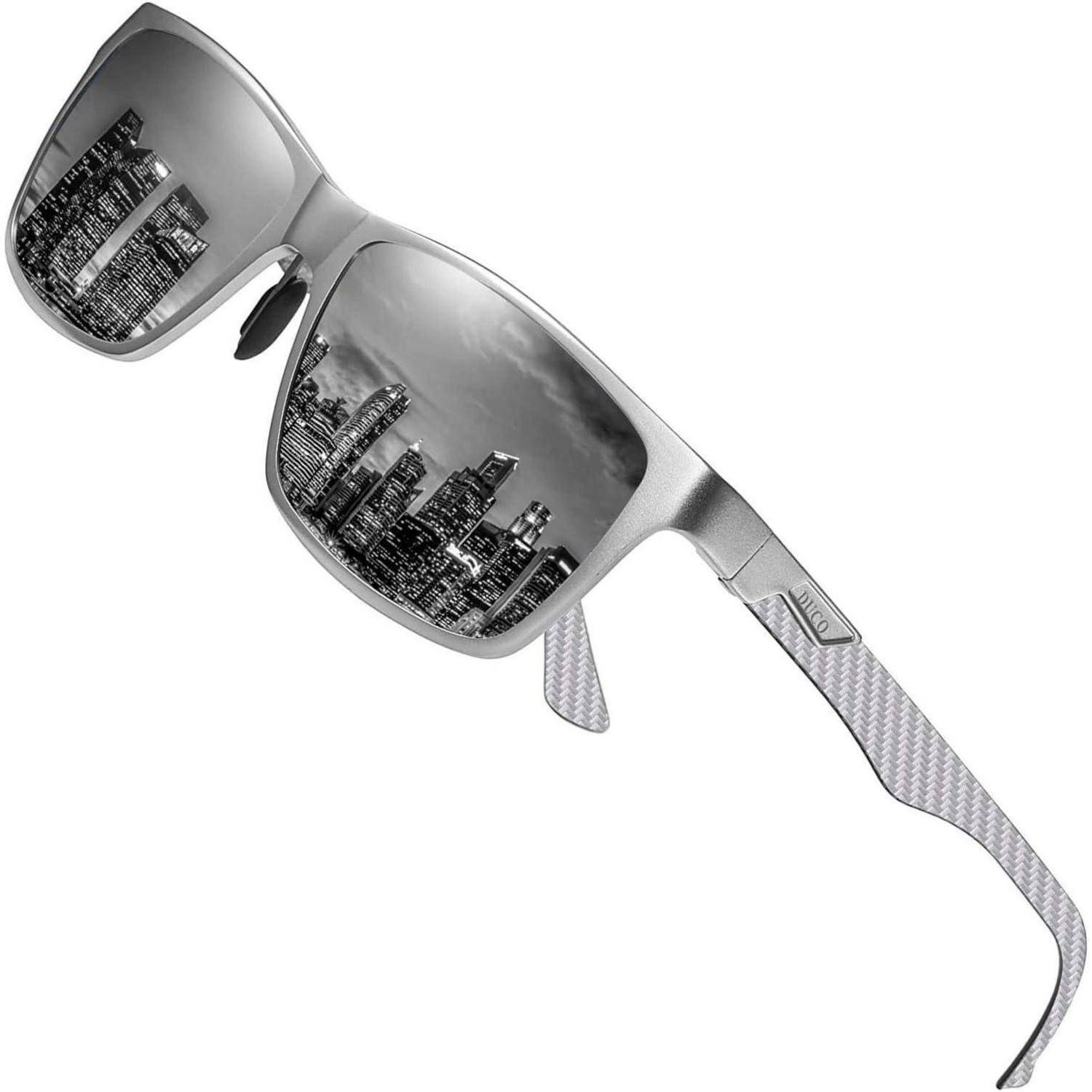 Herren Polarisierte Sonnenbrille Kohlefaser UV400 CAT 3 Rechteckig