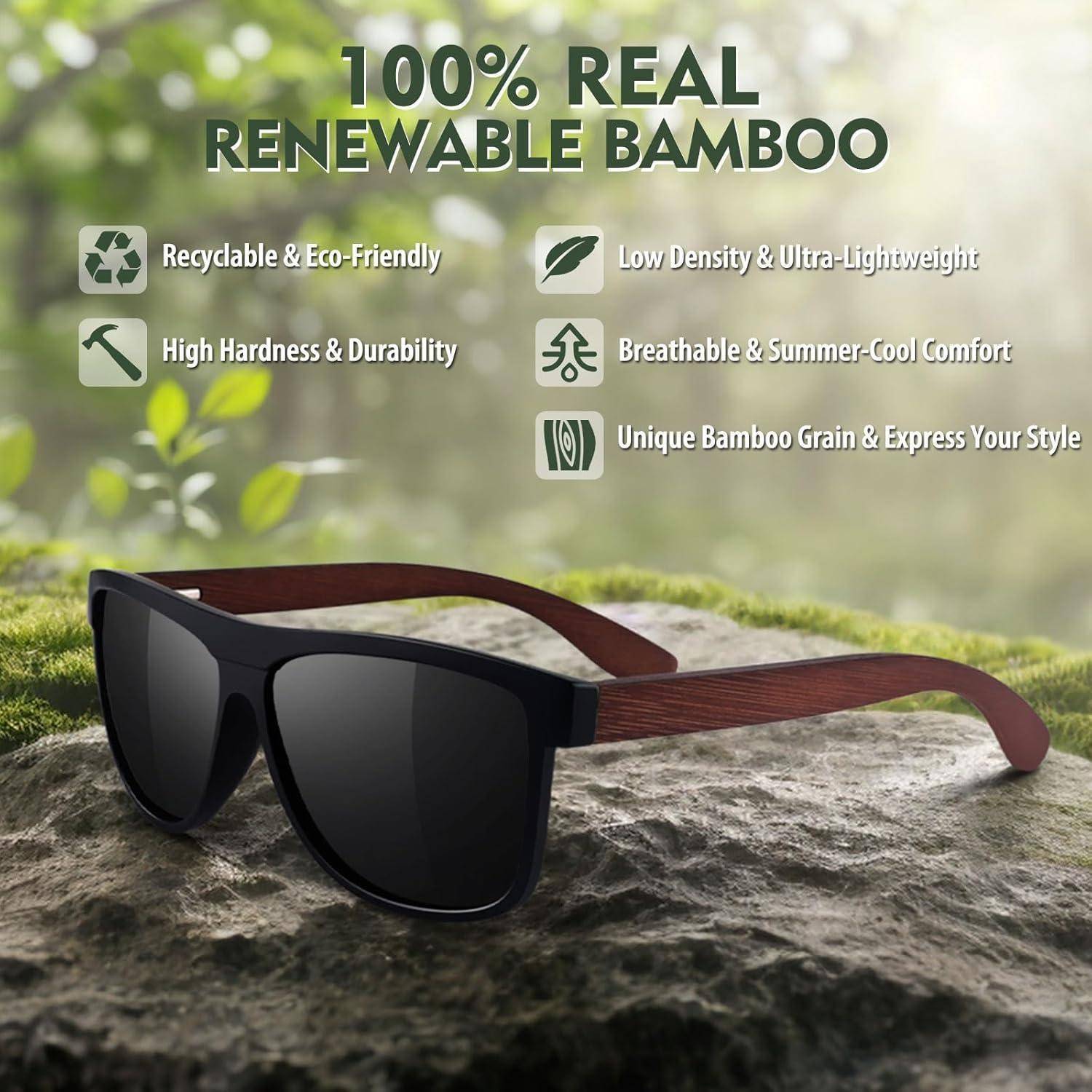 Sonnenbrille Holz Walnuss Damen Herren Polarisiert UV400 CAT3