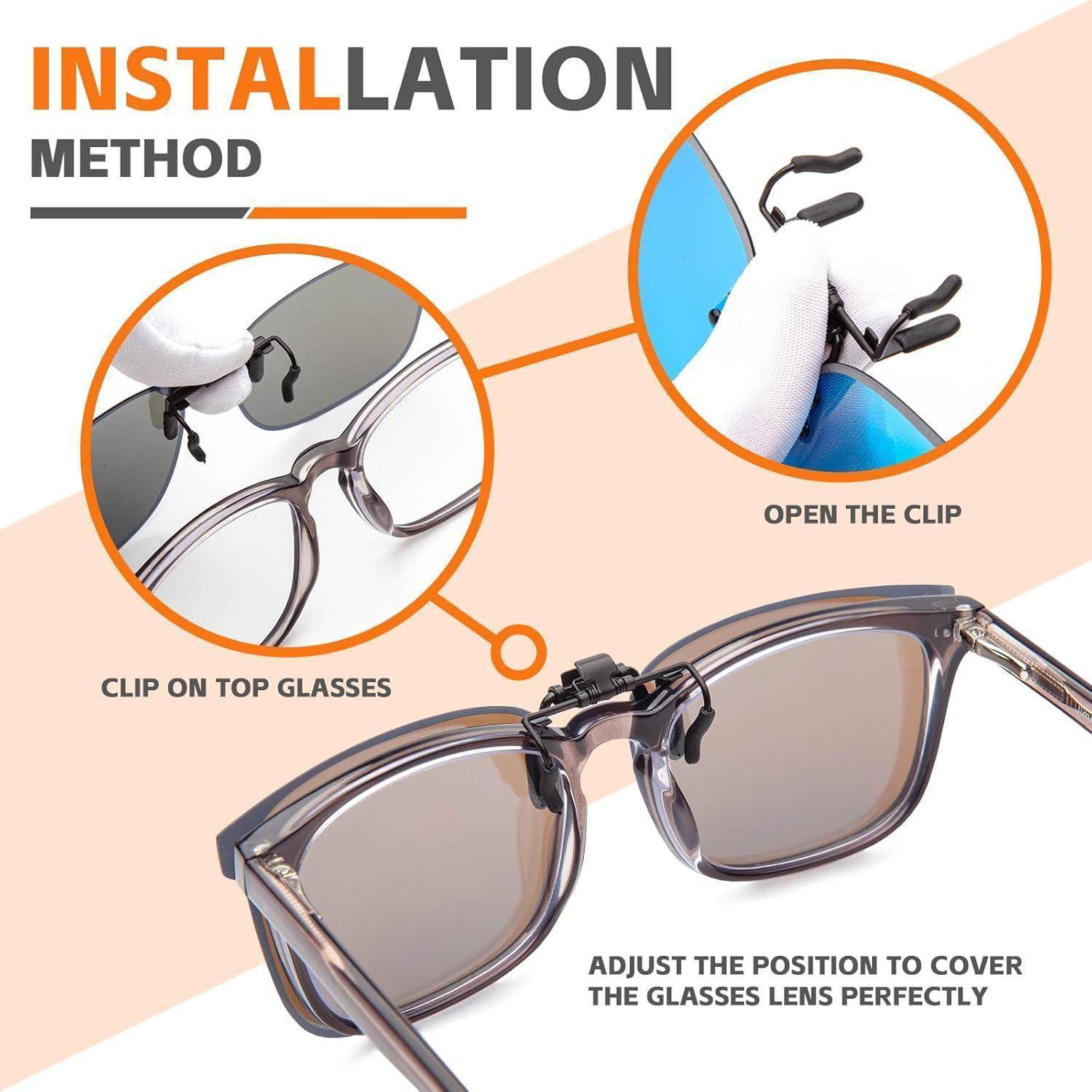 Polarisierte Clip-On Sonnenbrille UV400 Anti-Glare Gläser Edge Design