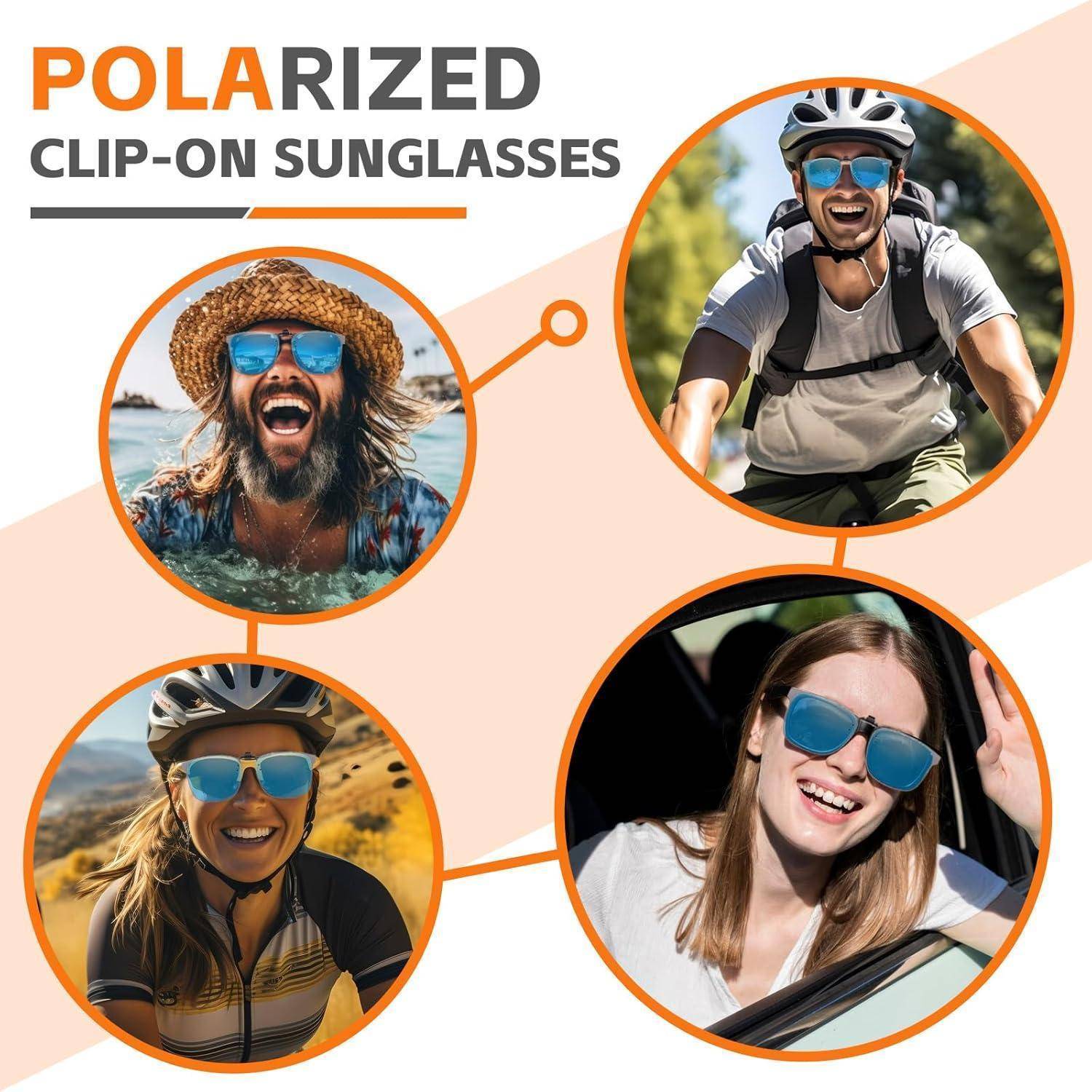 Polarisierte Clip-On Sonnenbrille UV400 Anti-Glare Gläser Edge Design
