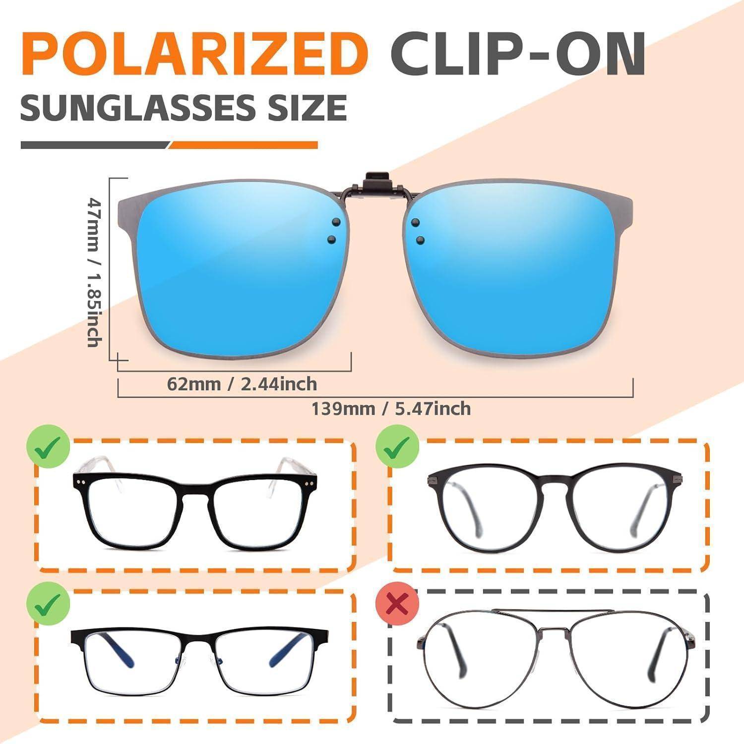 Polarisierte Clip-On Sonnenbrille UV400 Anti-Glare Gläser Edge Design