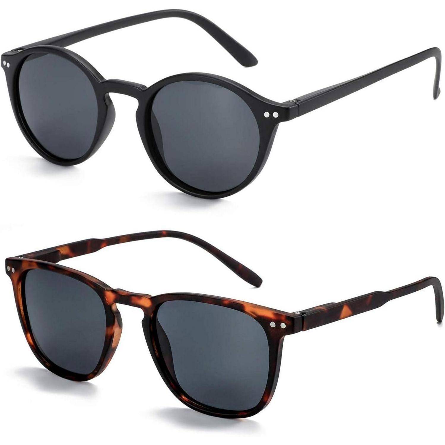 2 Paare Polarisierte Sonnenbrille Retro Vintage Runde Quadratische