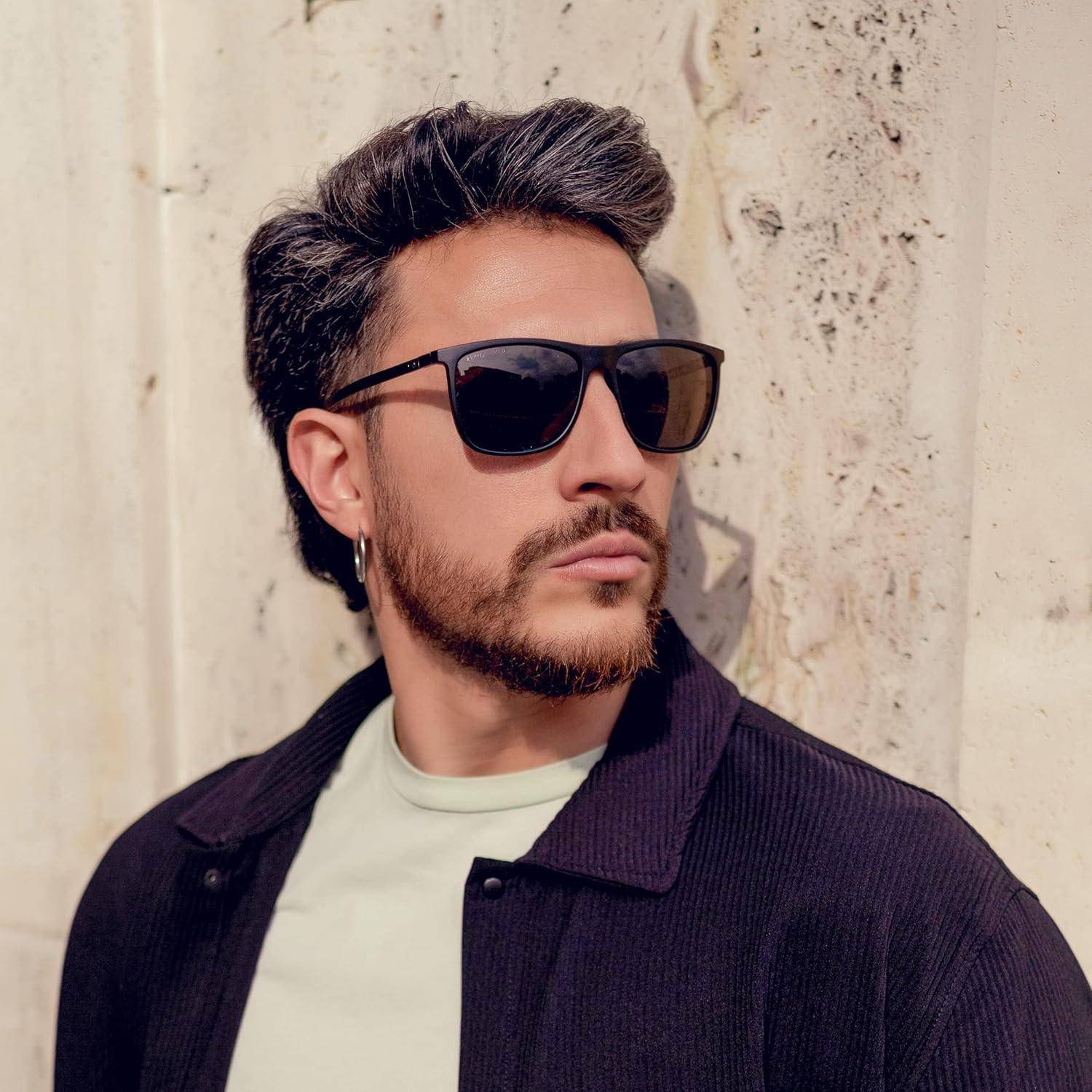 Polarisierte Sonnenbrille Herren Kohlefaser Quadratisch Fahren Angeln
