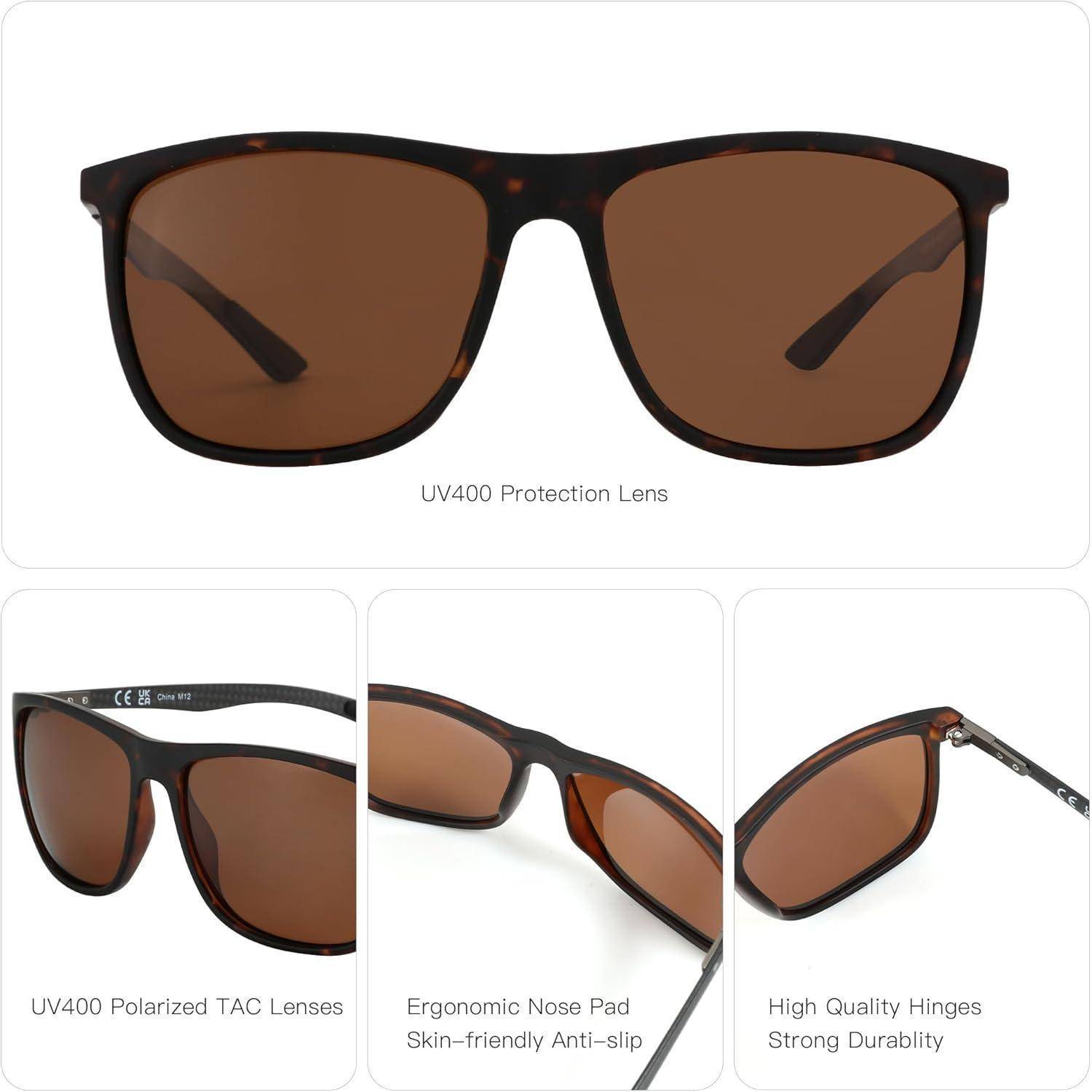 Polarisierte Sonnenbrille Herren Kohlefaser Quadratisch Fahren Angeln