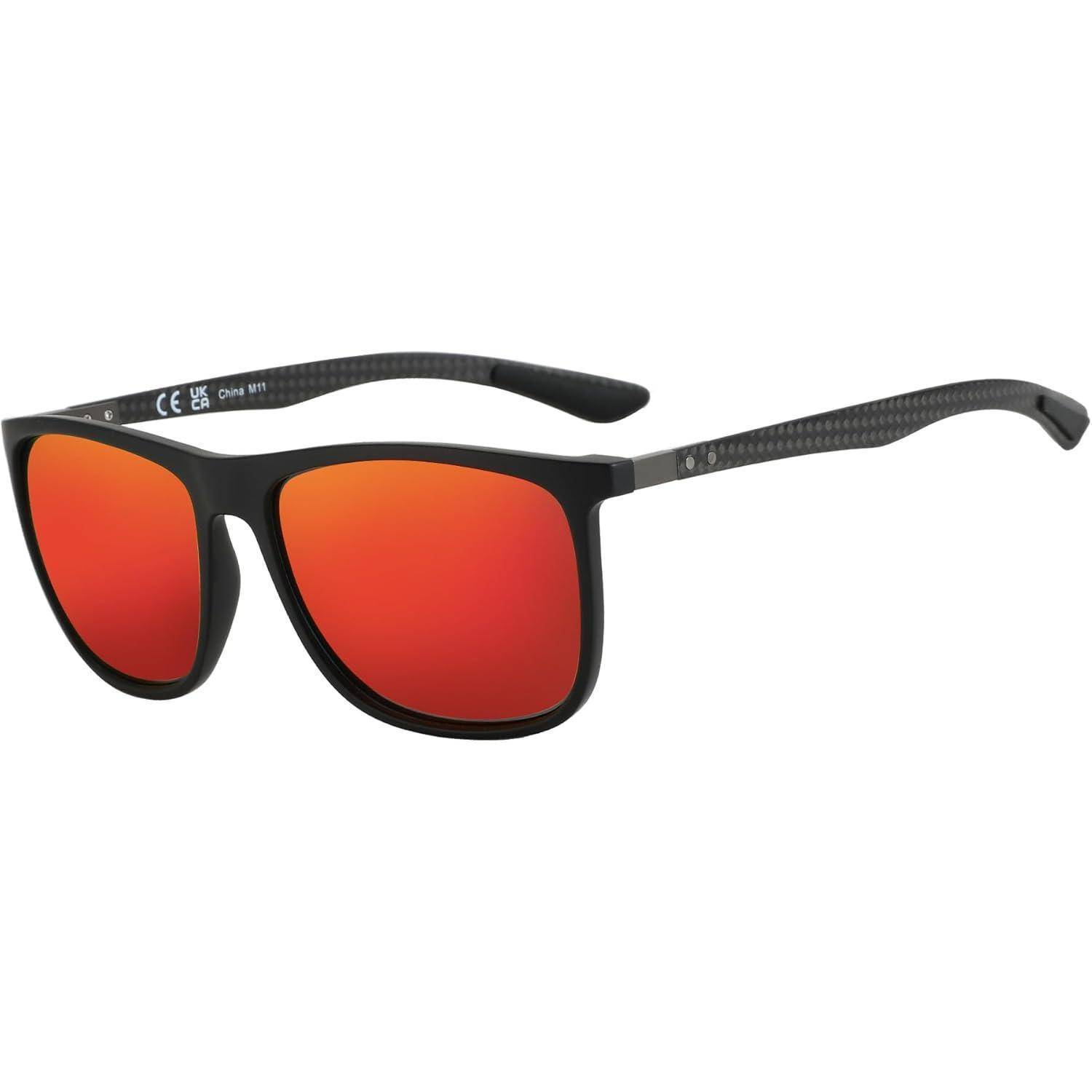 Polarisierte Sonnenbrille Herren Kohlefaser Quadratisch UV400 Schutz