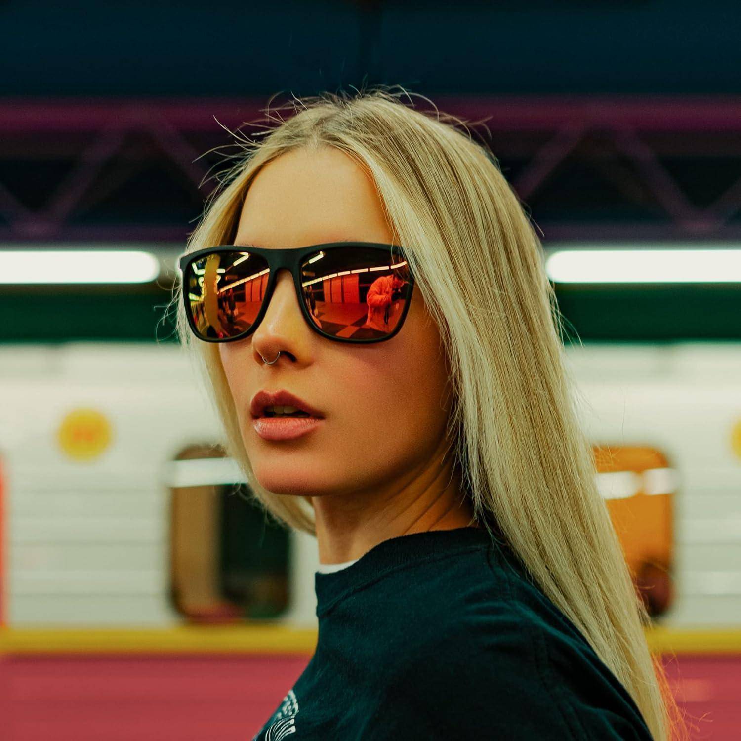 Polarisierte Sonnenbrille Herren Kohlefaser Quadratisch UV400 Schutz