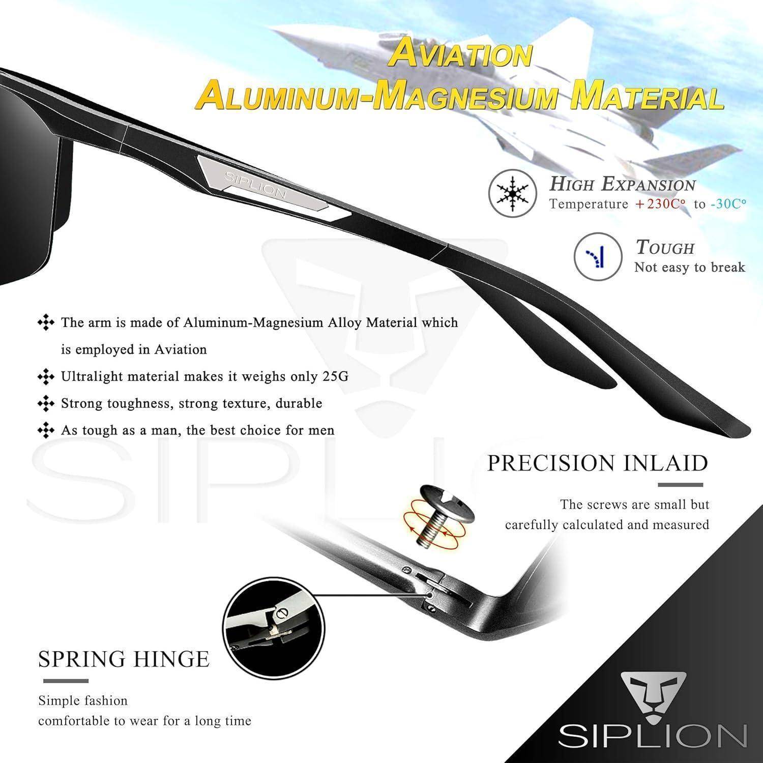 Herren Sportbrille Polarisierte Sonnenbrille Al-Mg Metallrahme Ultra