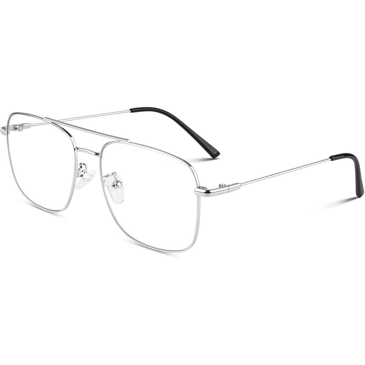 Brille Vintage Pilotenbrille Metallgestell Transparente Linse