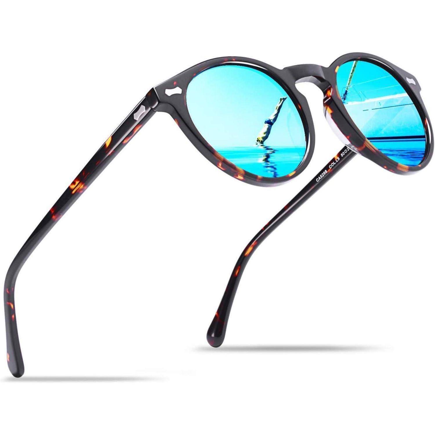 Polarisierte Sonnenbrille Herren Fahrenbrille Runden Rahmen Acetat