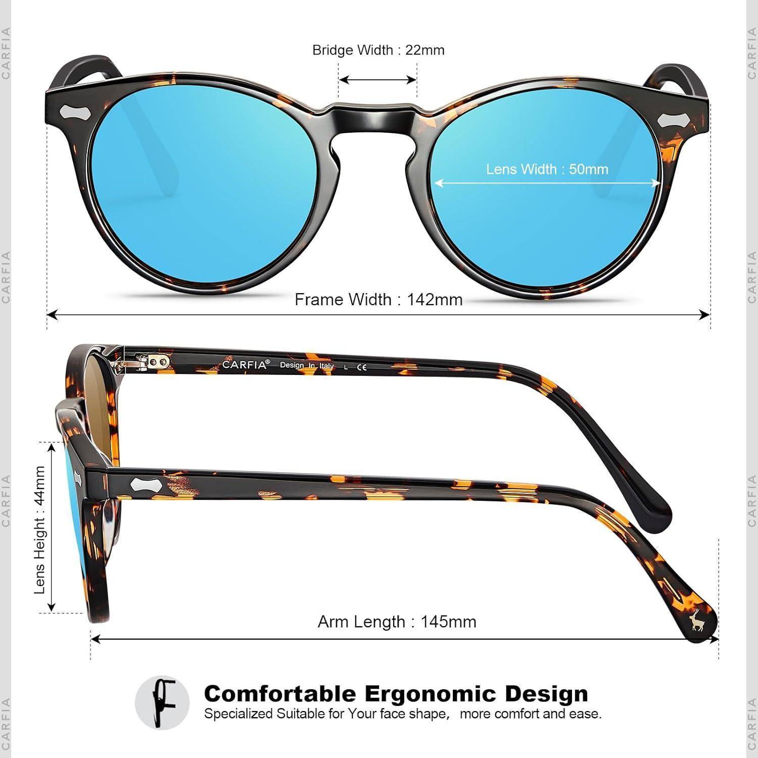 Polarisierte Sonnenbrille Herren Fahrenbrille Runden Rahmen Acetat