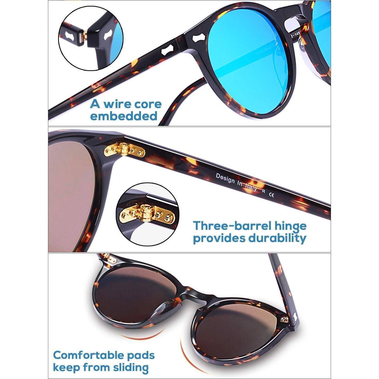Polarisierte Sonnenbrille Herren Fahrenbrille Runden Rahmen Acetat