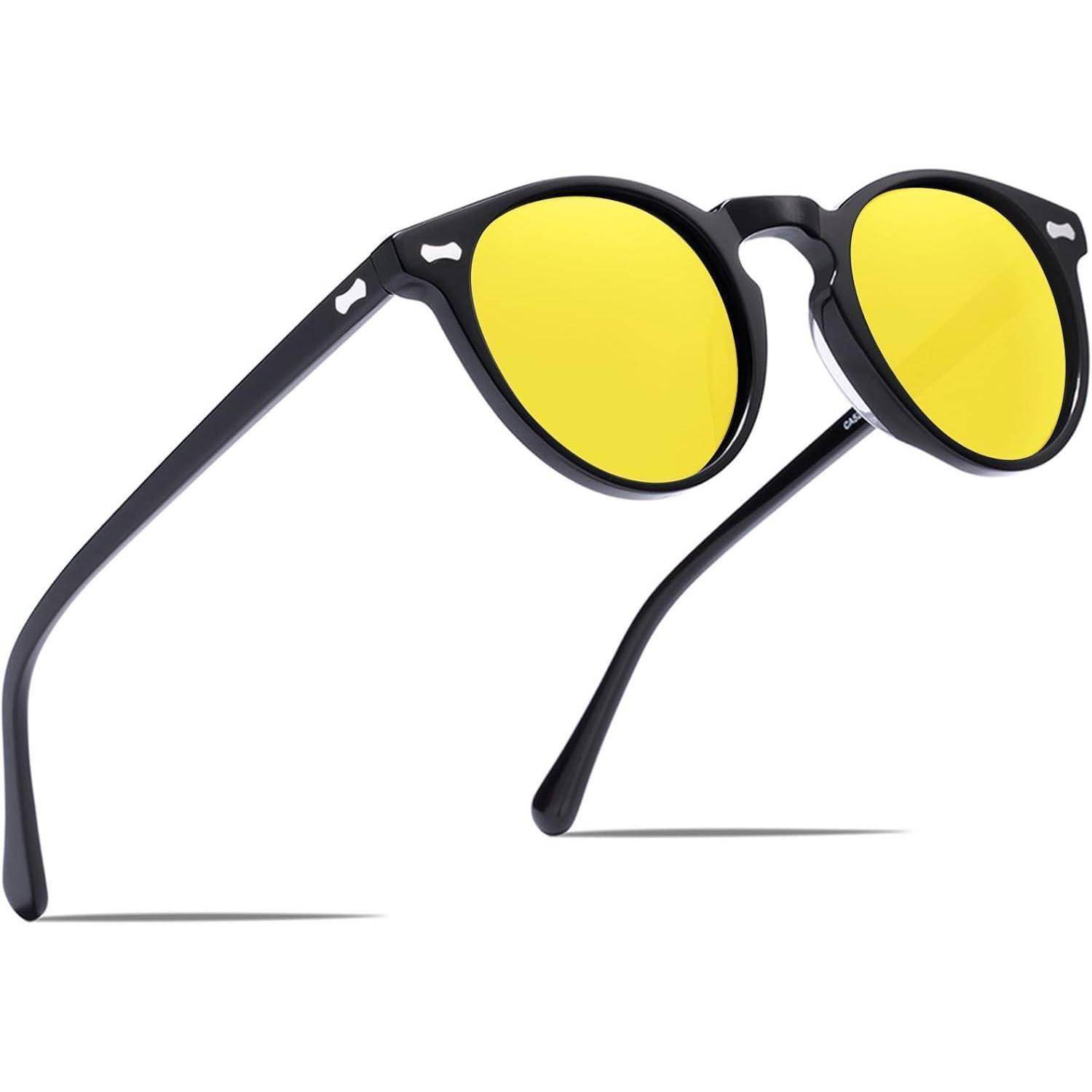 Polarisierte Sonnenbrille Herren Gelb Nachtbrille Acetat Fahrenbrille