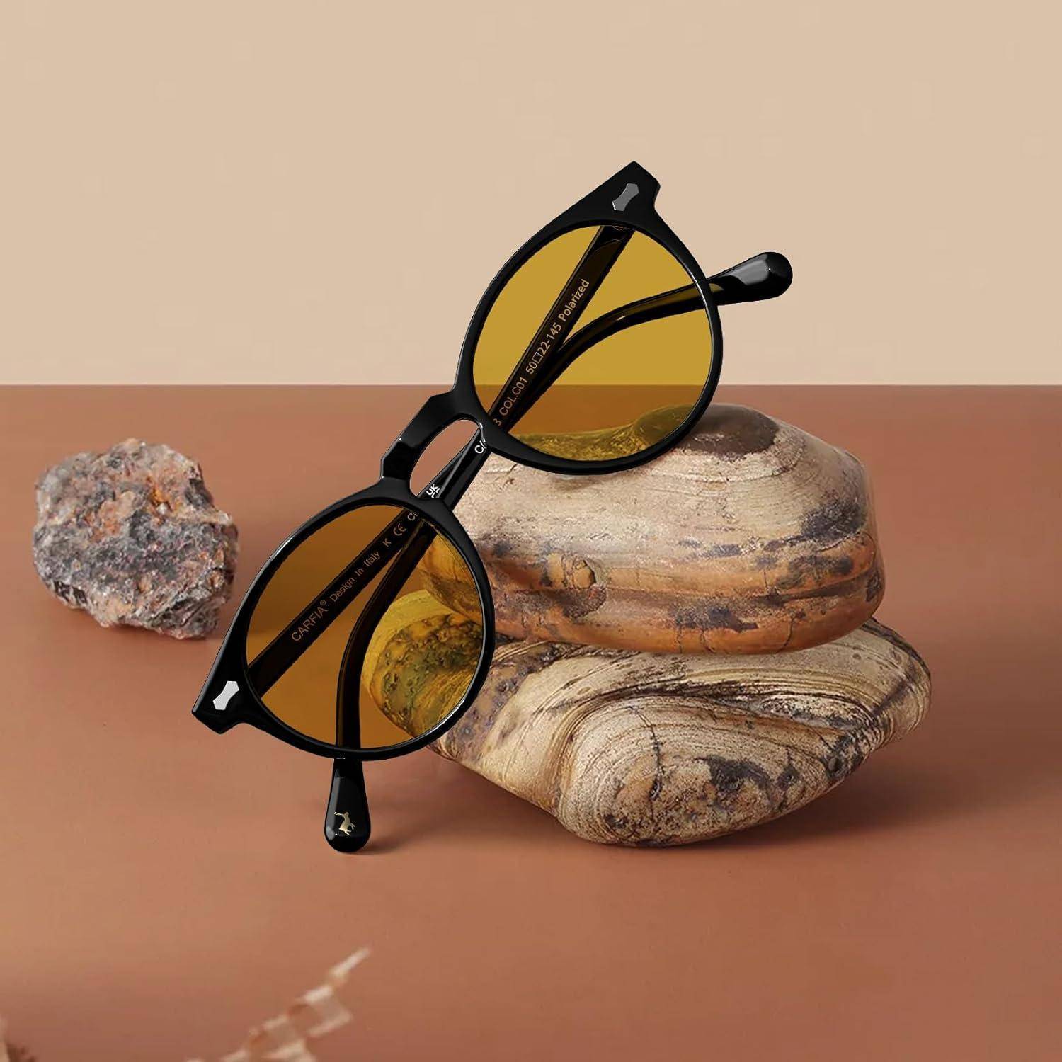 Polarisierte Sonnenbrille Herren Gelb Nachtbrille Acetat Fahrenbrille