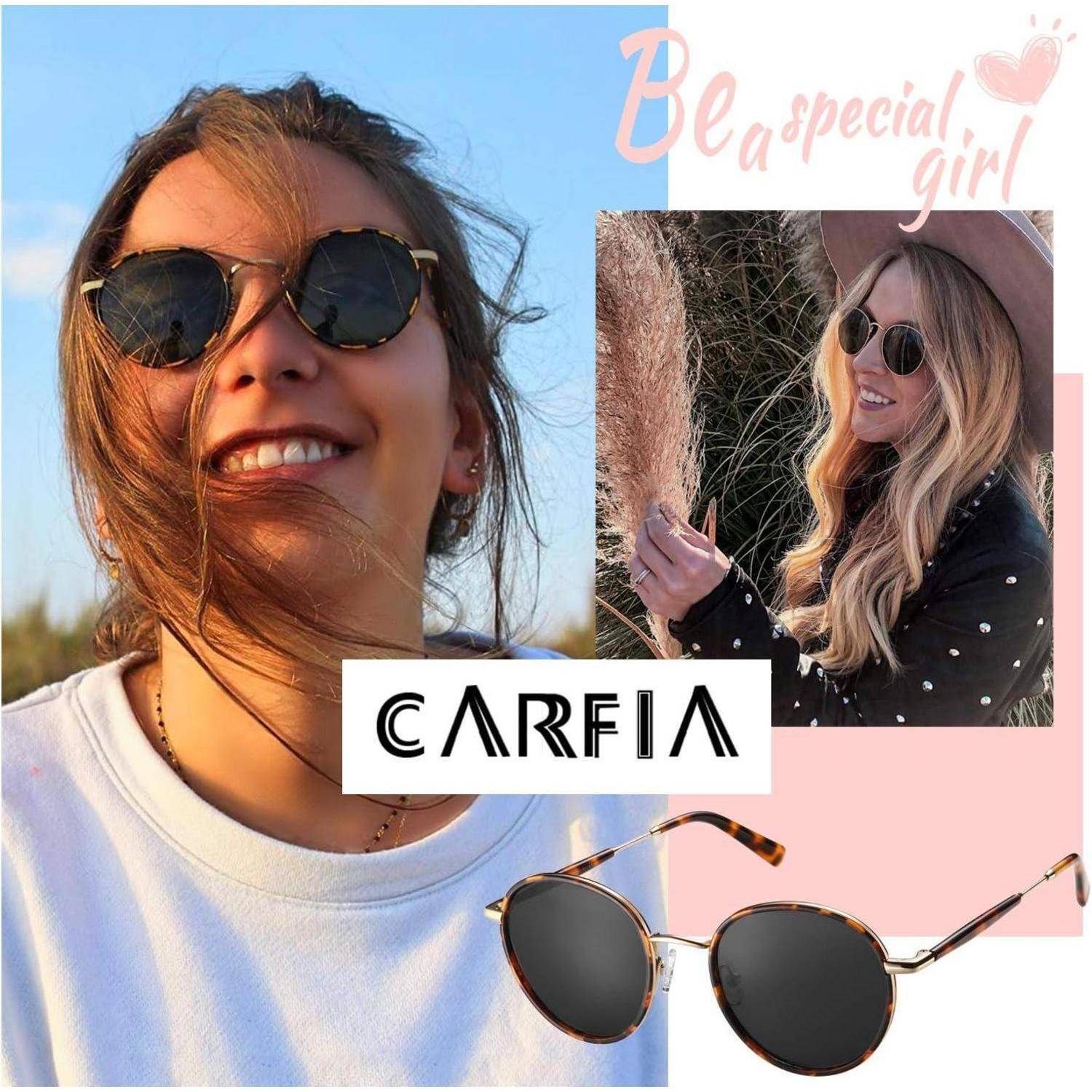 Lächelnde Person mit Sonnenbrille im Freien und eine weitere Person mit Hut und Sonnenbrille, die Pampasgras hält. Text lautet: 