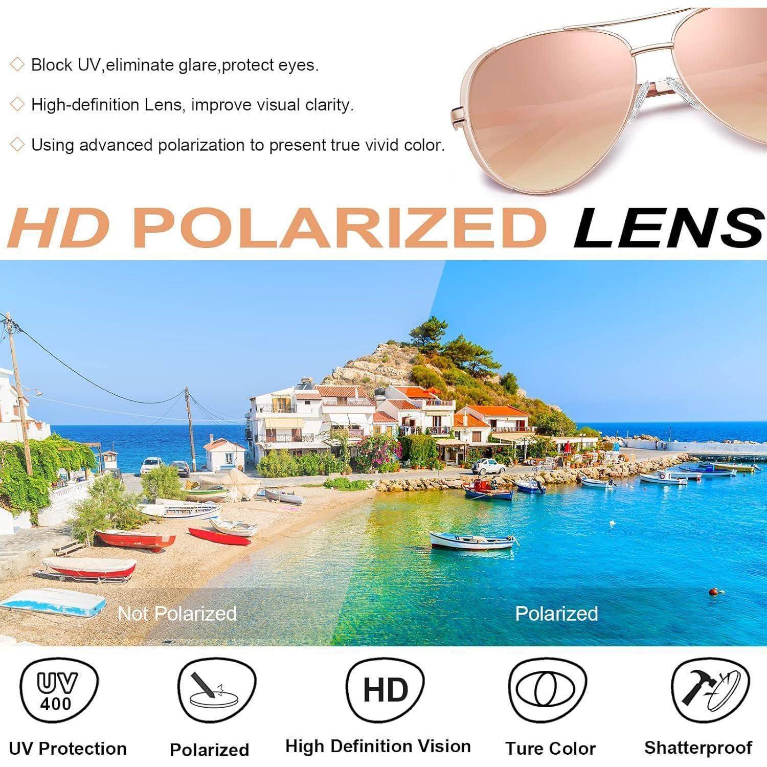 Damen Pilotenbrille Polarisierte UV Sonnenbrille 139mm Gläser 52mm mit