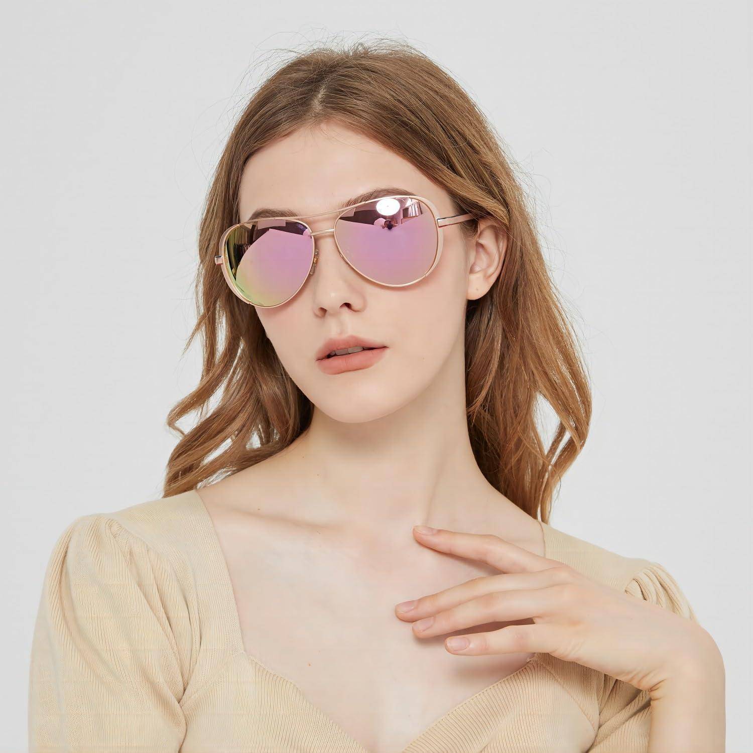 Damen Pilotenbrille Polarisierte UV Sonnenbrille 139mm Gläser 52mm mit