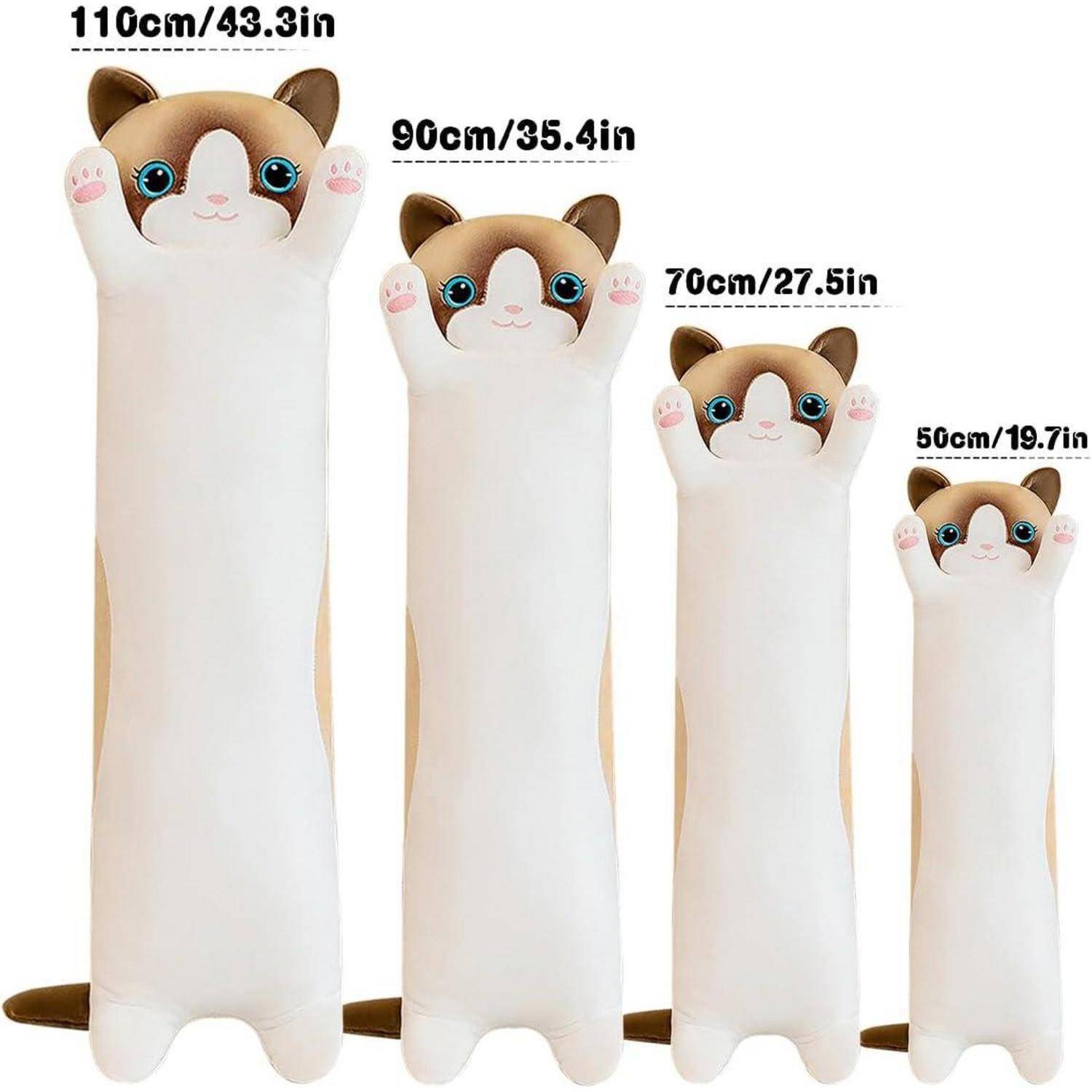 Kuscheltier Katze Plüsch 70cm Kissen Stofftier Geschenk Weiß 70cm